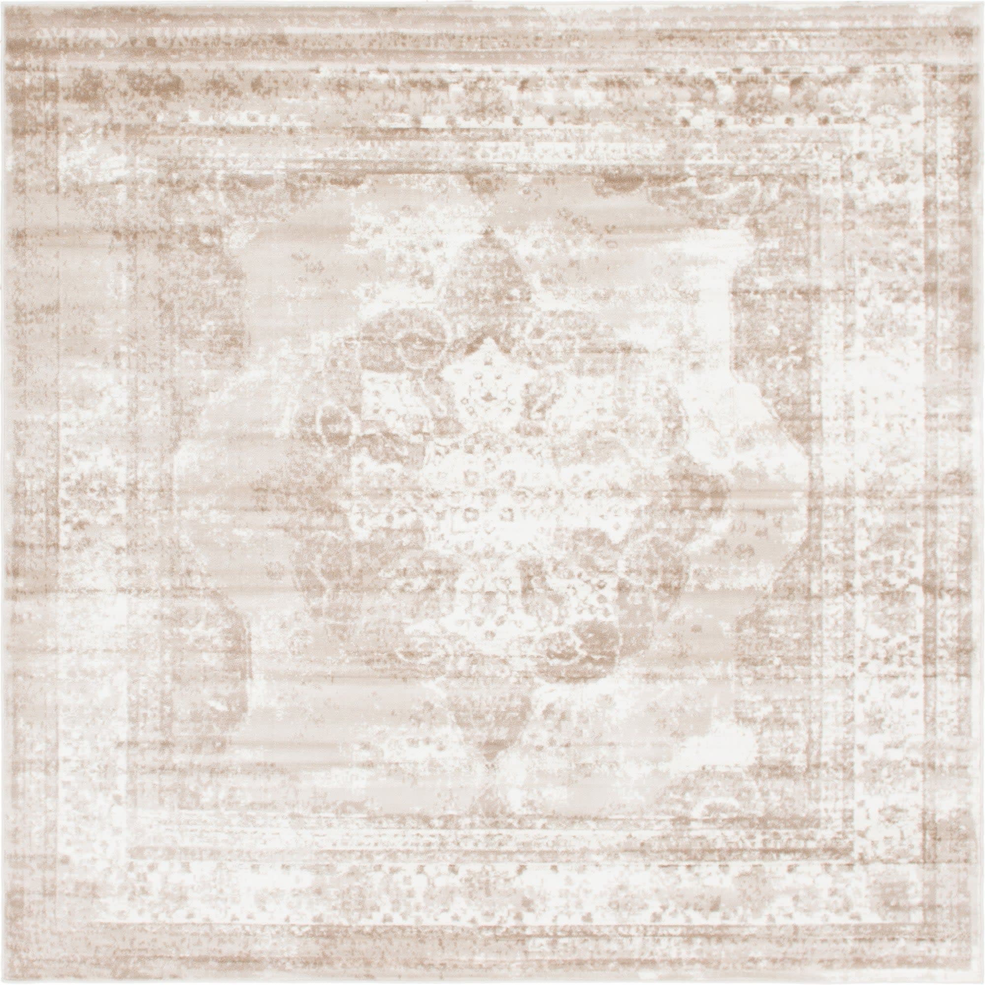 Salle Garnier Beige and Ivory Square Area Rug