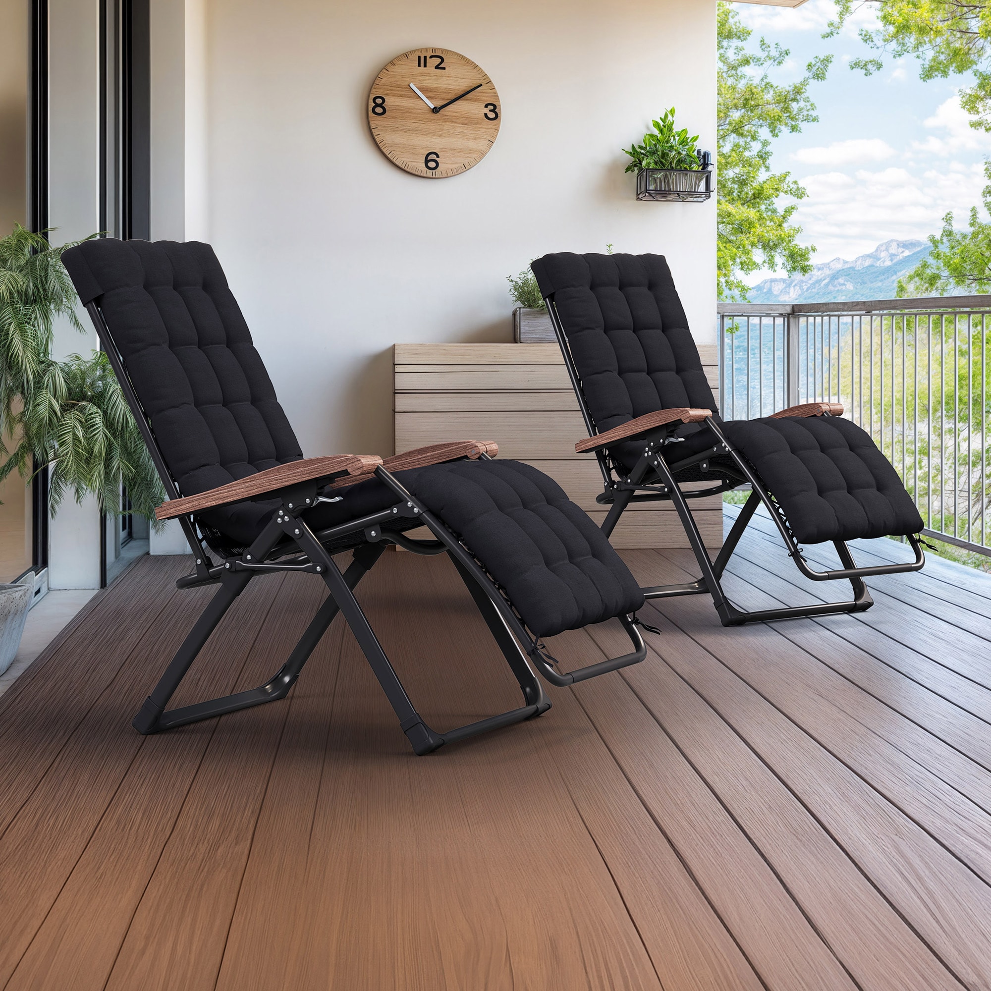 PURPLE LEAF Woven Stackable Aluminum Frame Stationary Balcony Chairs with Cushions