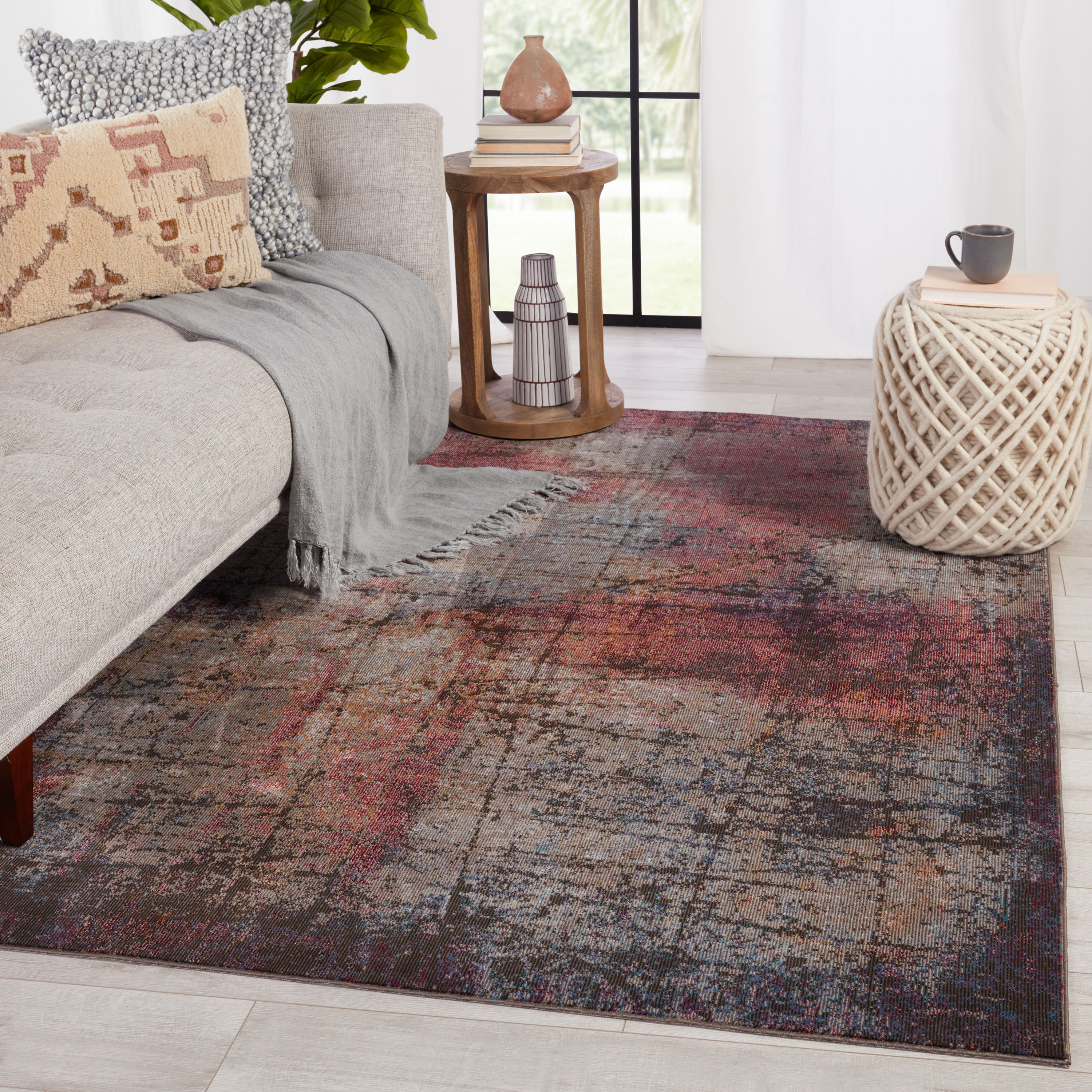 Borealis Gray Abstract Synthetic 8' x 10' Area Rug