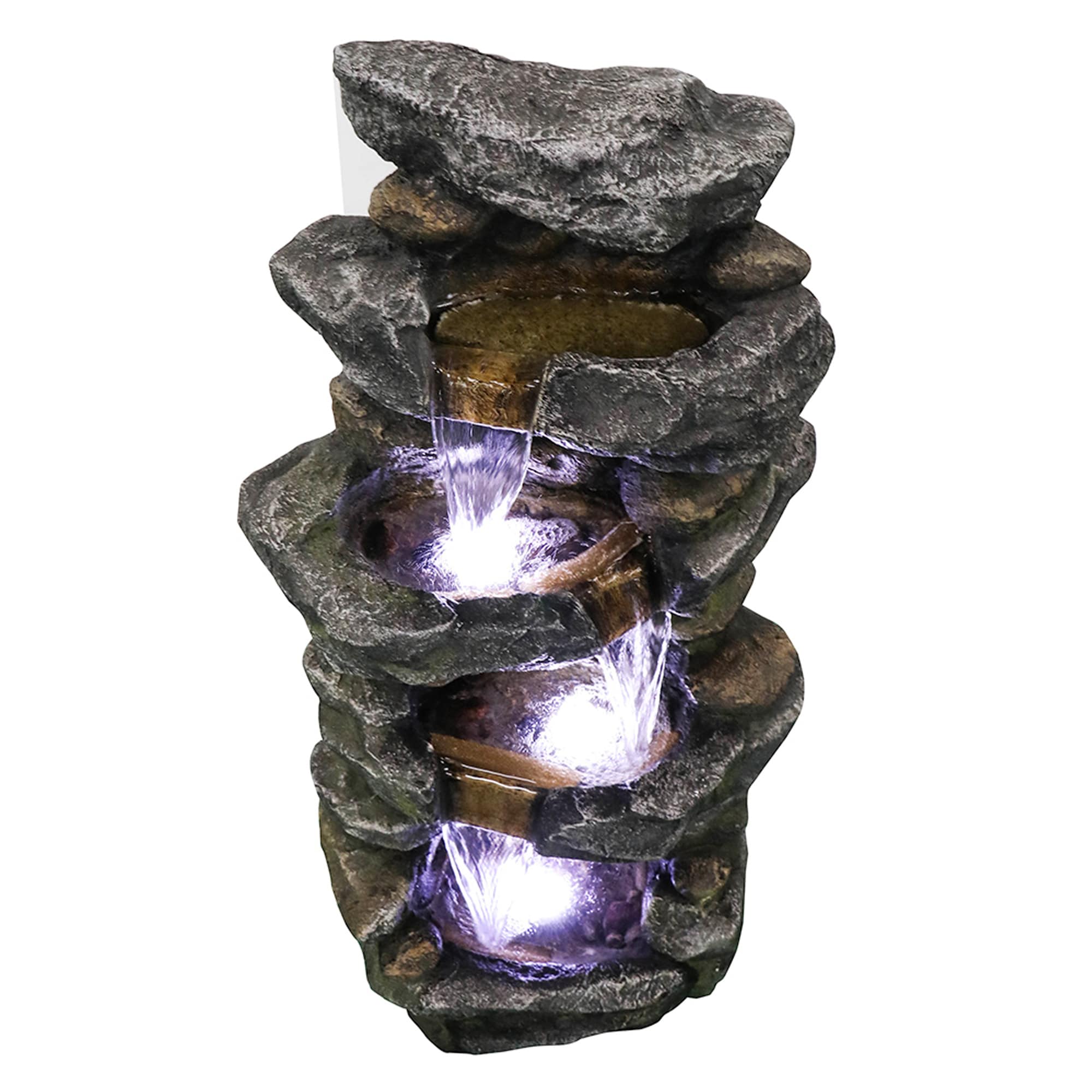 Watnature 40-in H Resin Water Rock Waterfall Outdoor Fountain Pump ...