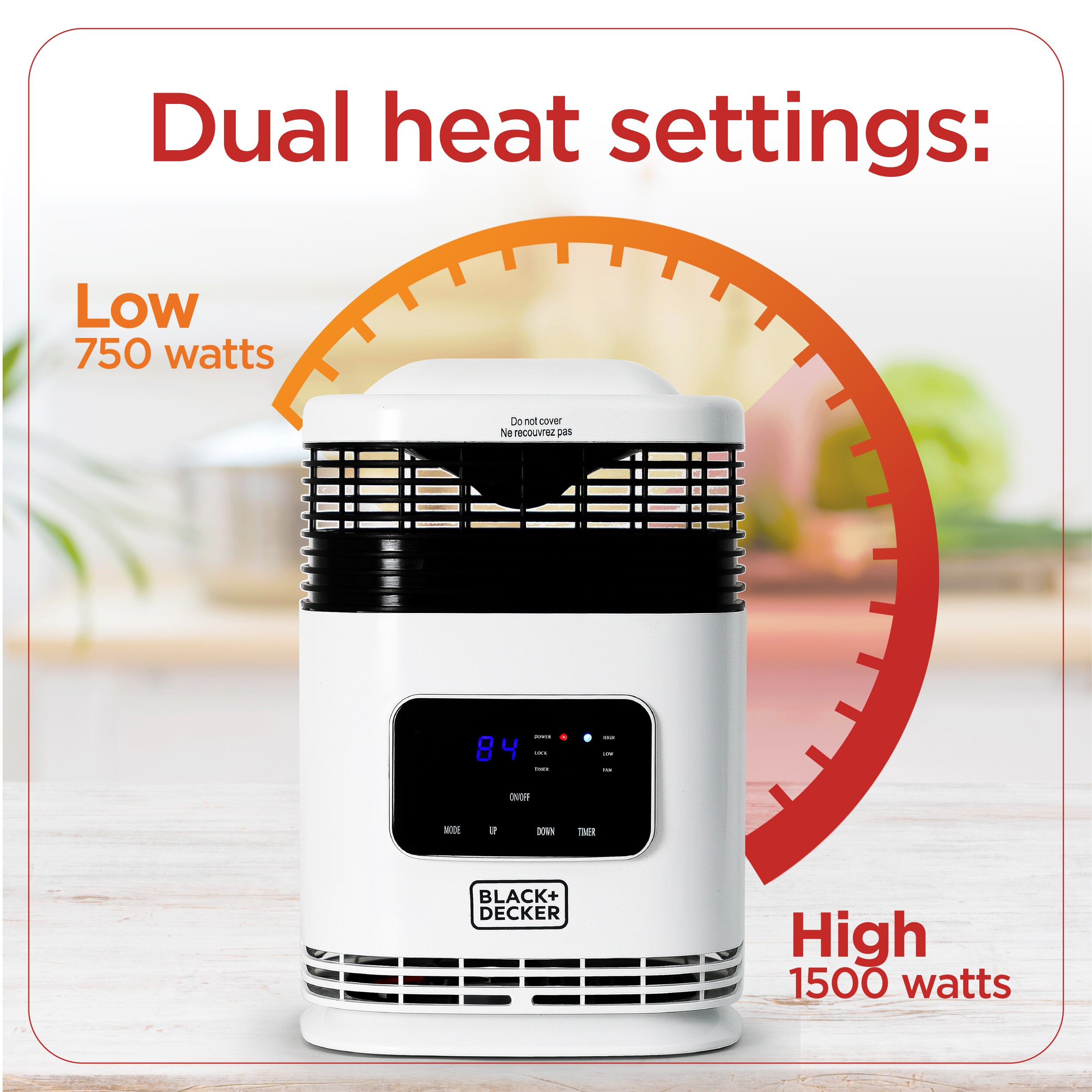 BLACK+DECKER Up to 1500-Watt Fan Compact Personal Indoor Electric Space  Heater with Thermostat in the Electric Space Heaters department at