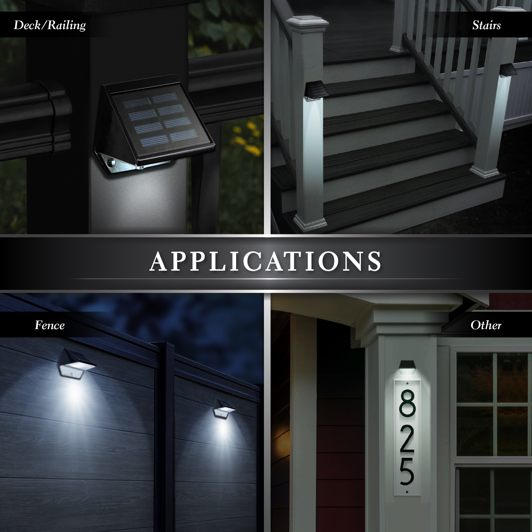 Black Aluminum Solar LED Deck and Wall Light