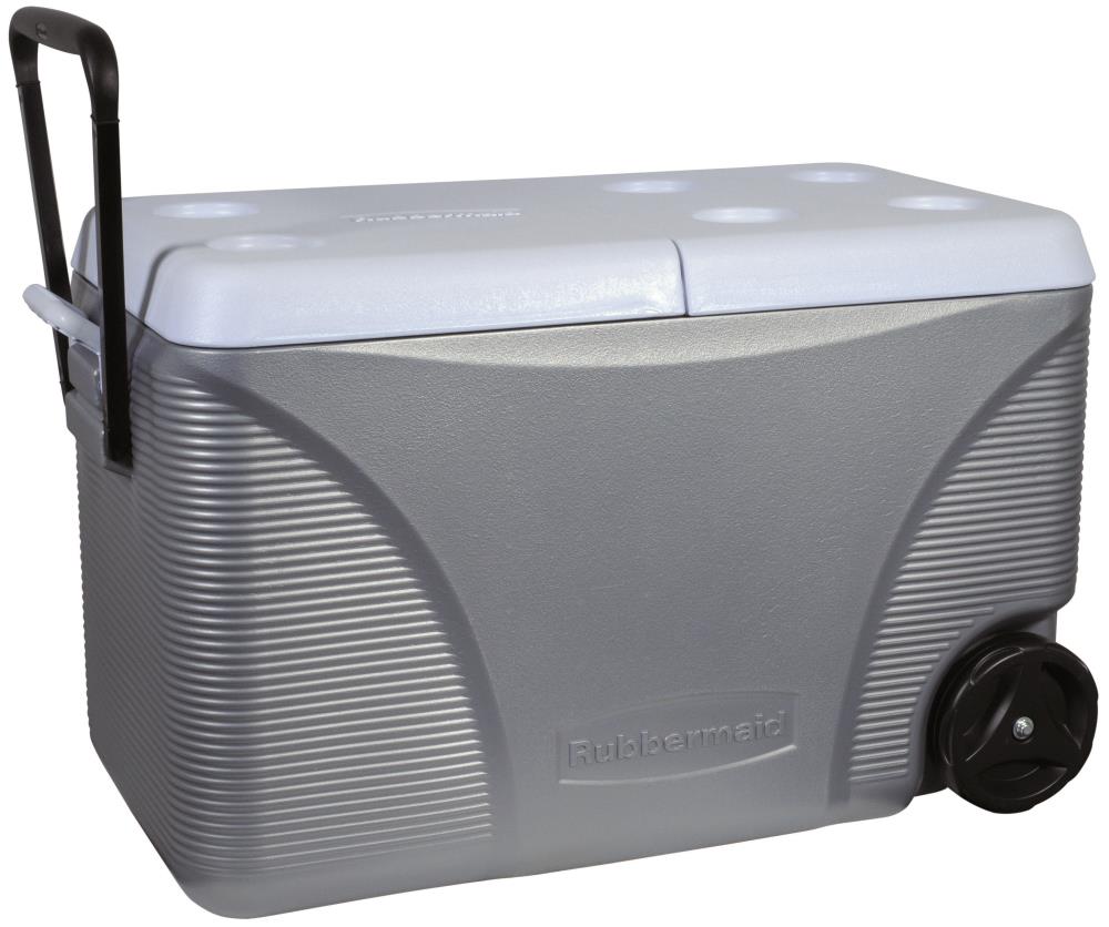 Sold at Auction: rubbermaid cooler on wheels 50 quart