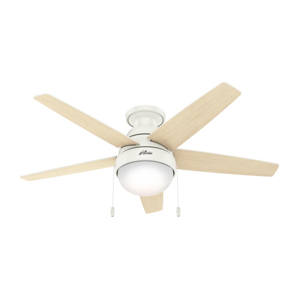Hunter Fan 46 inch Low Profile Brushed Nickel Ceiling Fan w Light and Pull Chain 