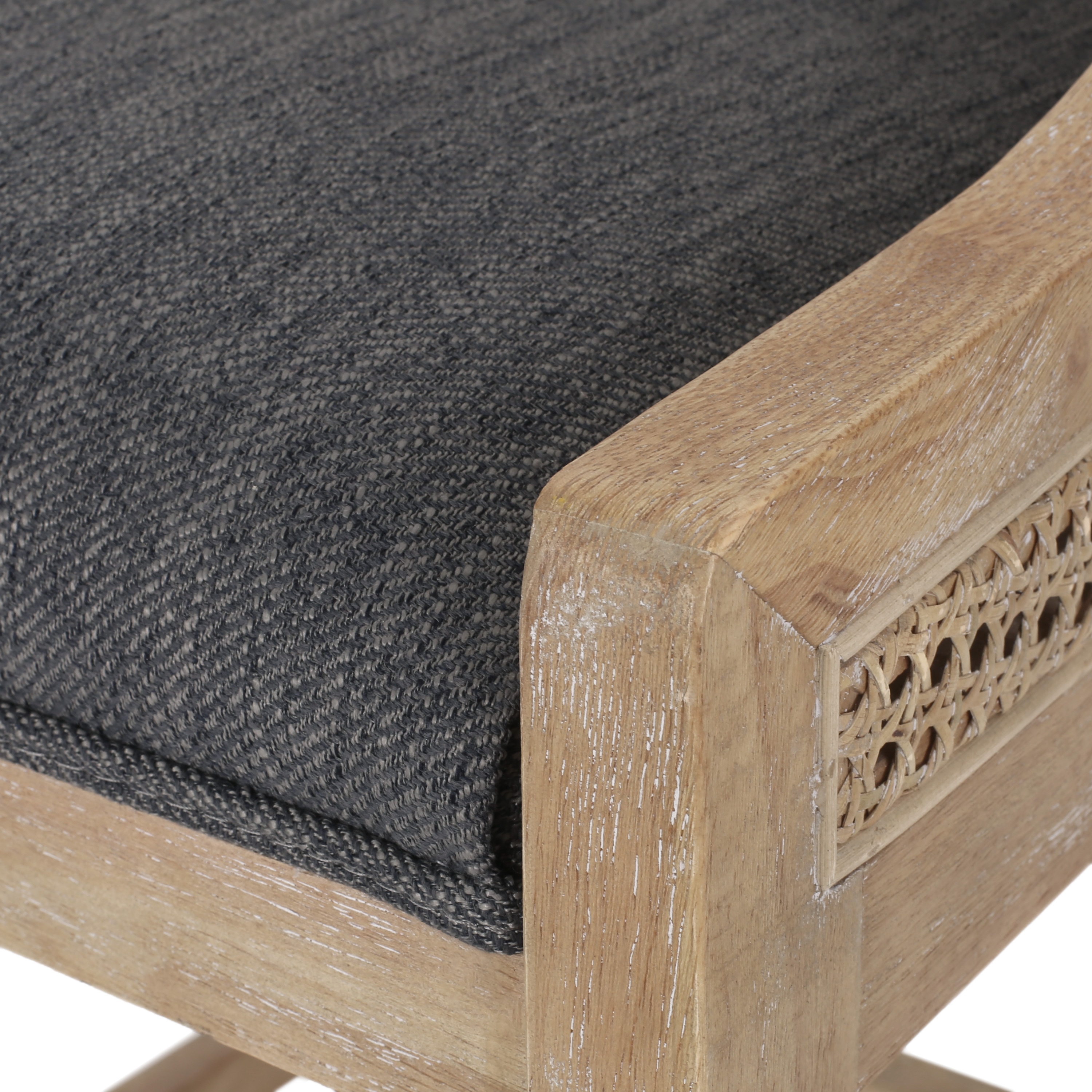 Charcoal and Natural Wood Cane Back 30" Barstools, Set of 2