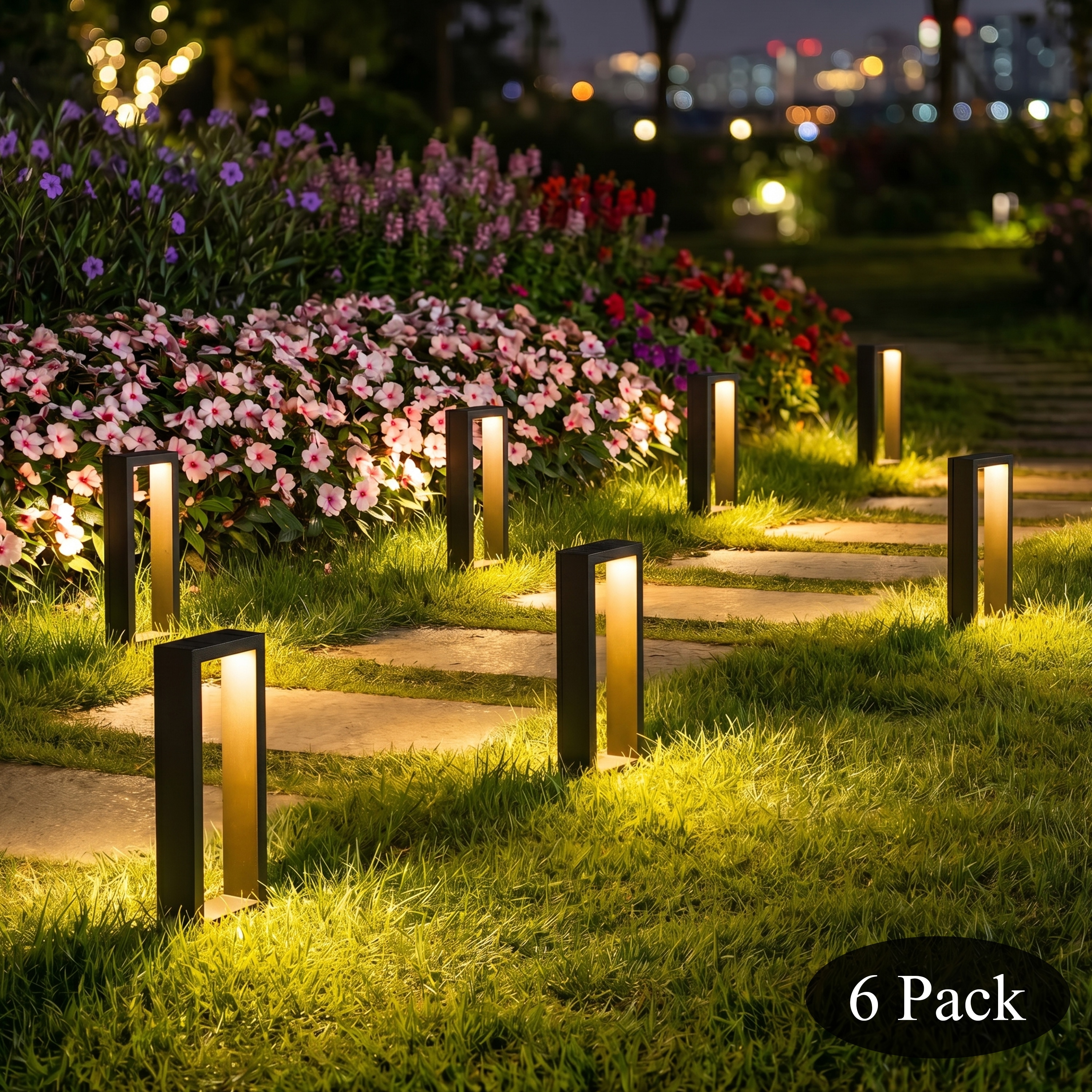 C Cattleya 6 -Pack 450 -Lumens Matte Black Low voltage Hardwired LED Outdoor Path Light Kit 3000-K