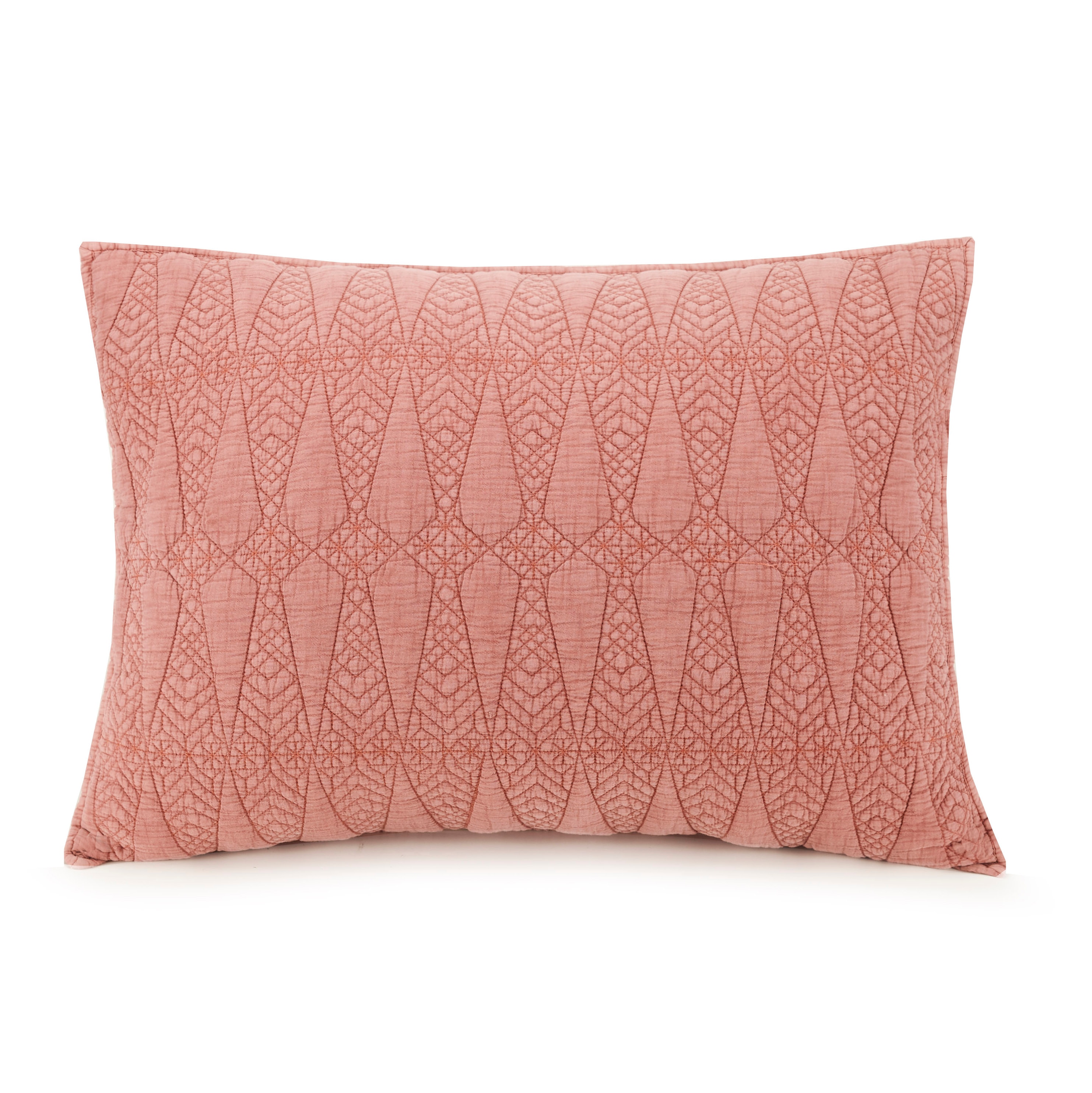 Kahelo Red Cotton Full Quilt Set with Textured Accent