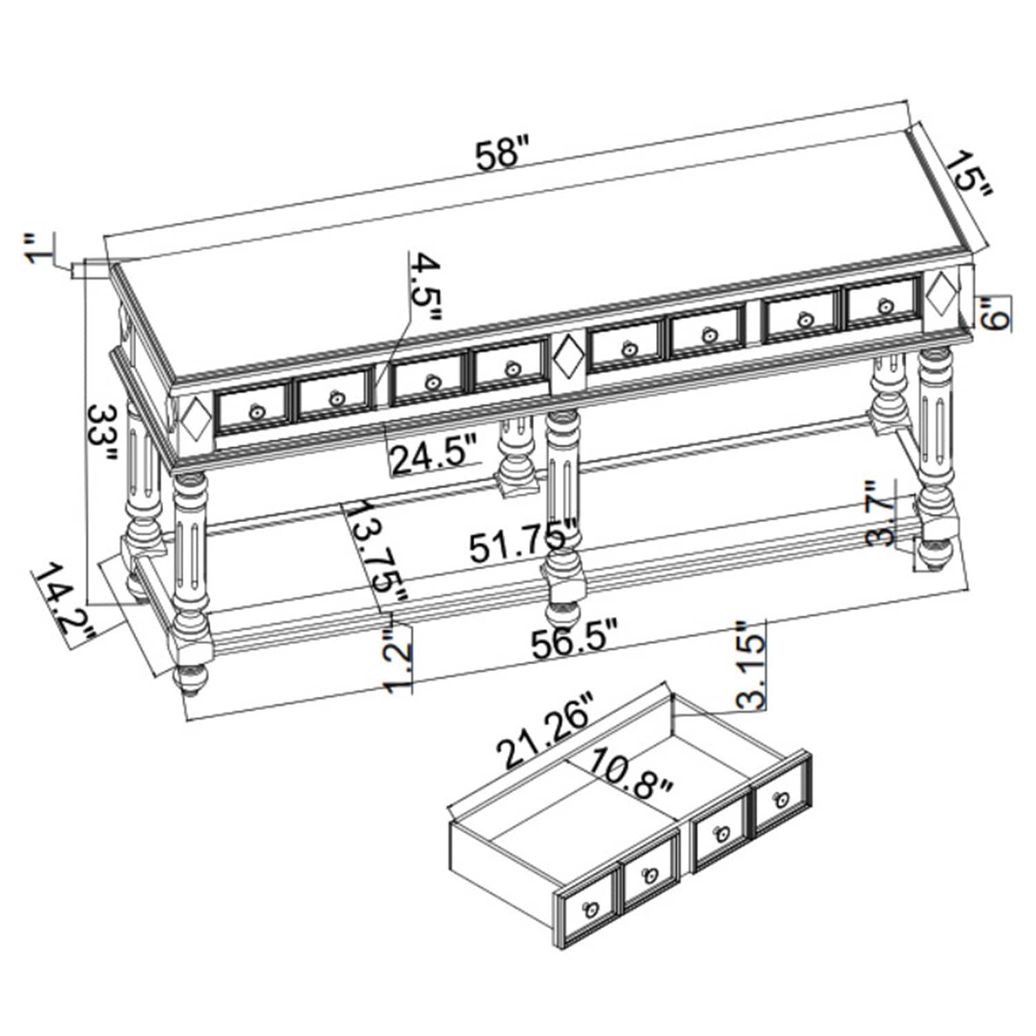SINOFURN SYA020135WT Console-Sofa-Tables - View #12