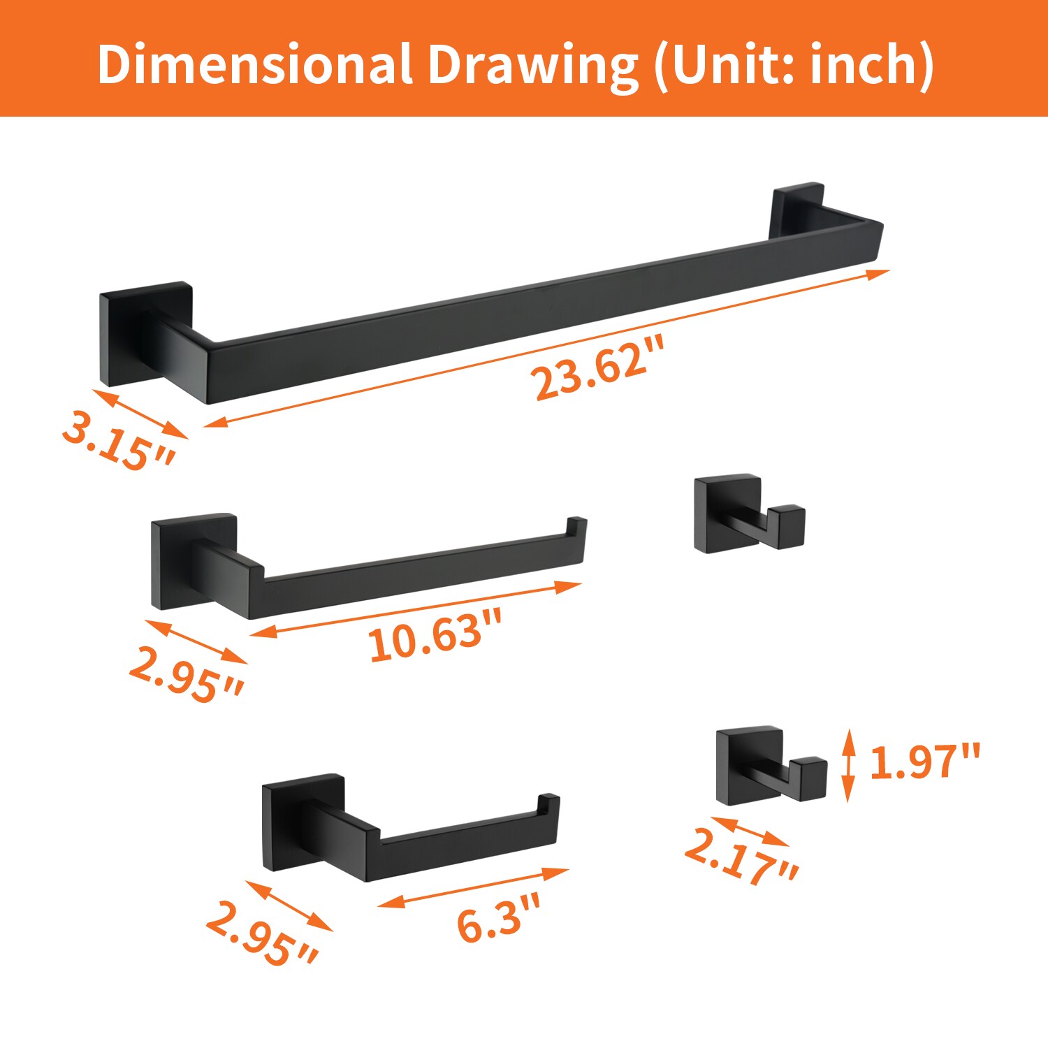 WELLFOR GSM-57000BK Decorative-Bath-Hardware-Kits - Thumbnail View #2