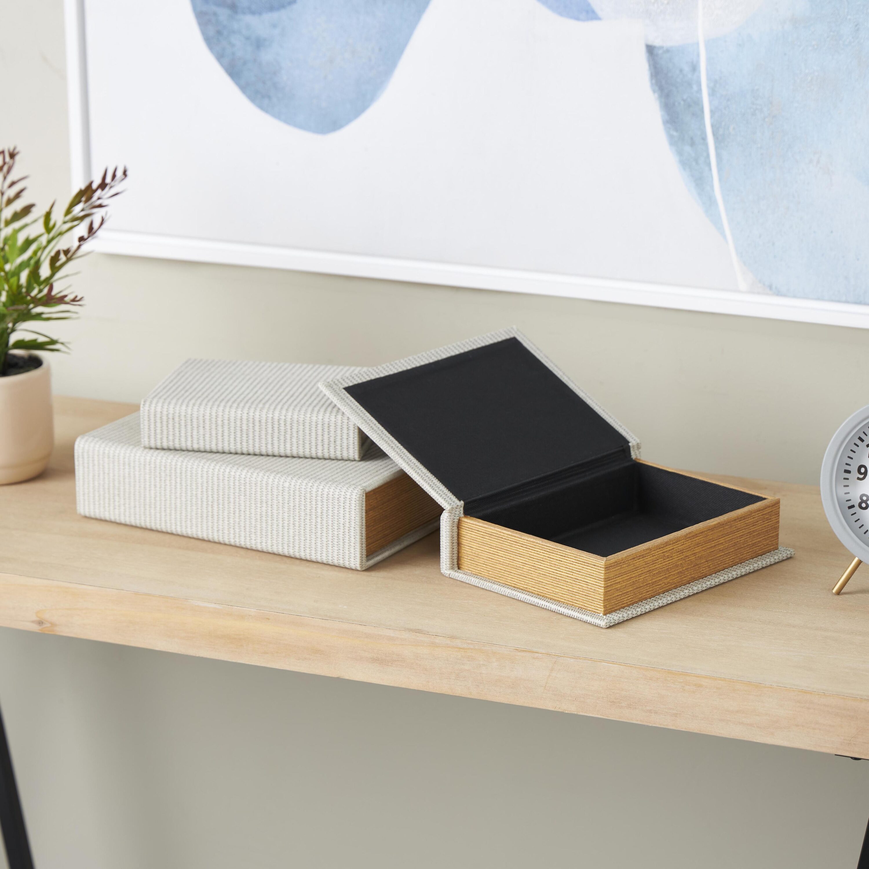 Grayson Lane 822861 3 -Pack Off-white Leather Modern Decorative box