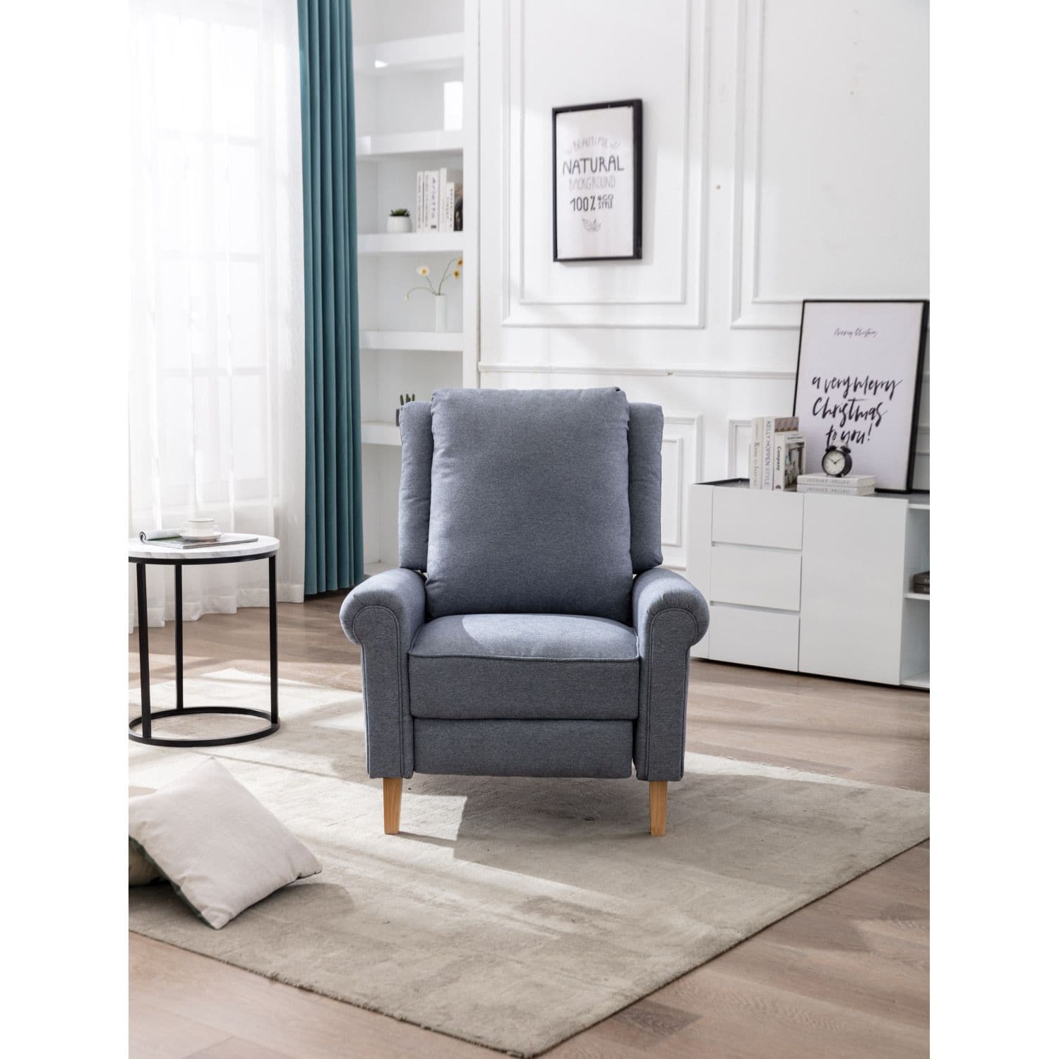 JASMODER W152178819 35.4-in Modern Blue Polyester/Blend Sofa