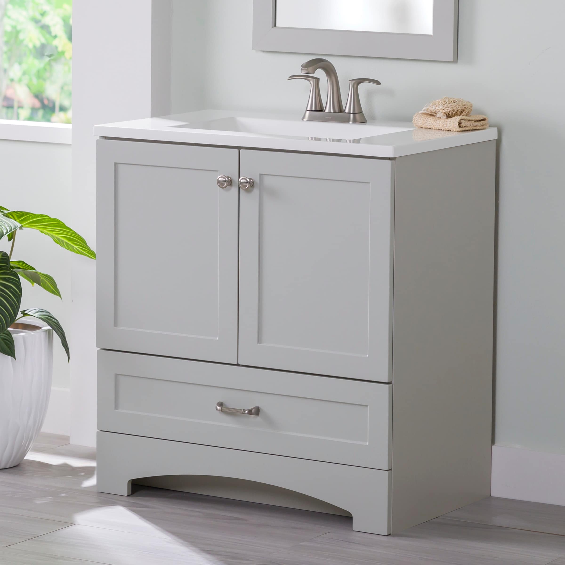 Diamond NOW Cassidy 30-in Deep Blue Single Sink Bathroom Vanity with White  Cultured Marble Top