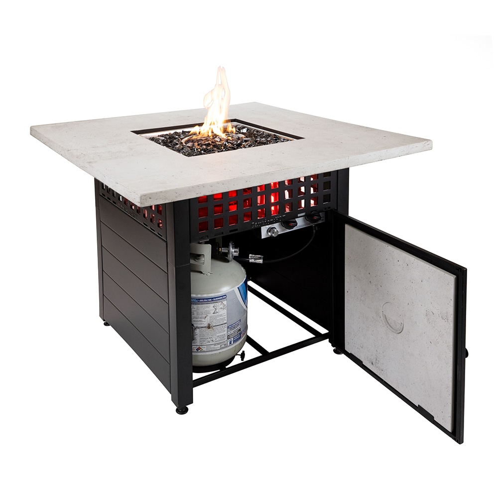 allen + roth DualHeat 40-in W Black Steel Square Propane Gas Fire Pit ...