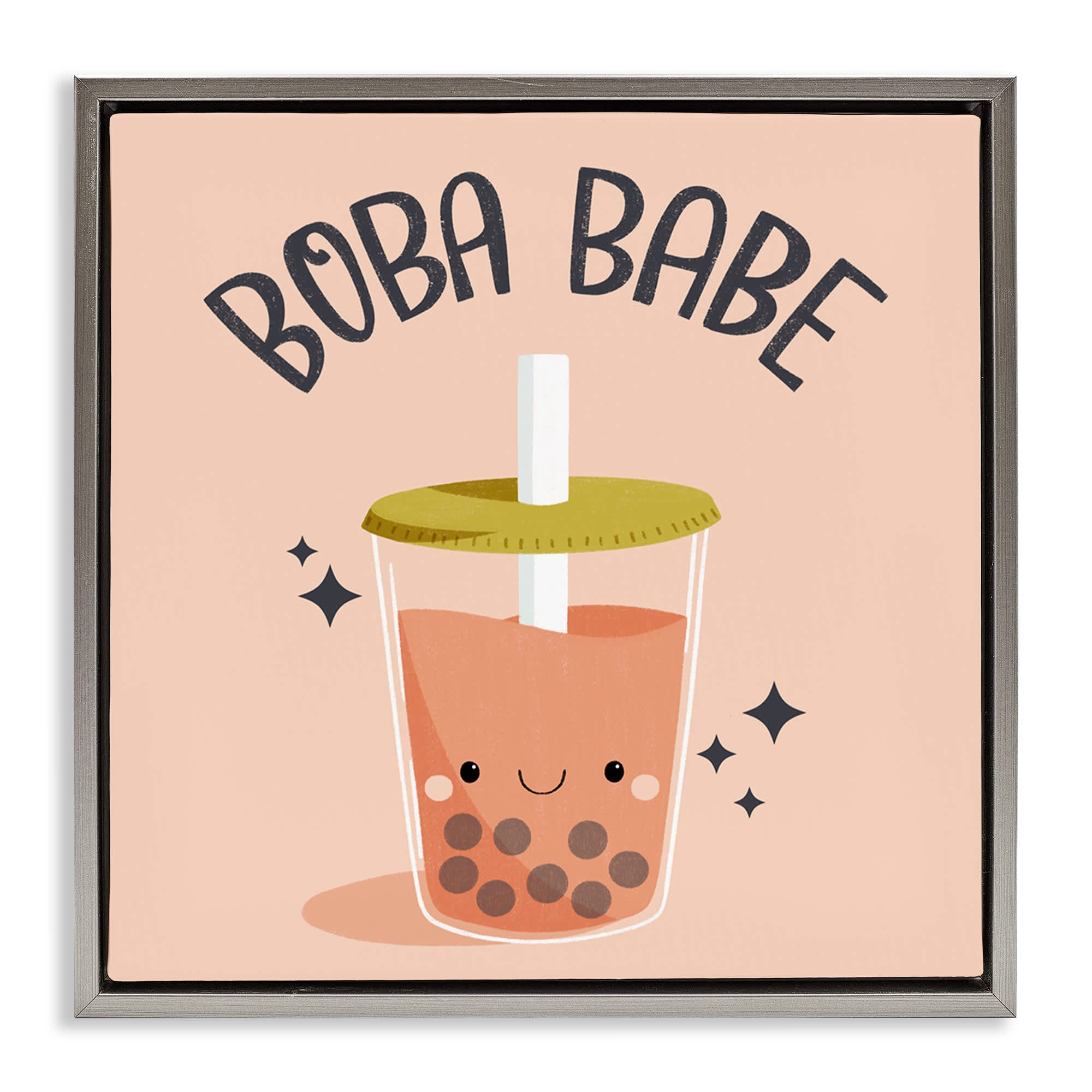 Stupell Industries BT-443-FFL-24X24 Boba Babe Bubble Tea Floating Frame design by Sarah Hickman