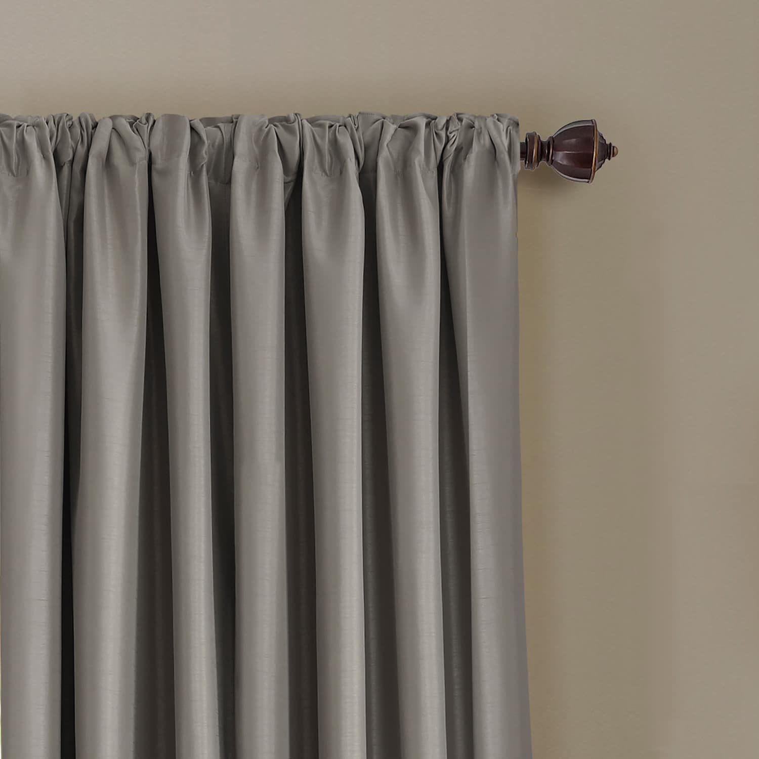 Silver Faux Silk Blackout Pleated Drape Panel