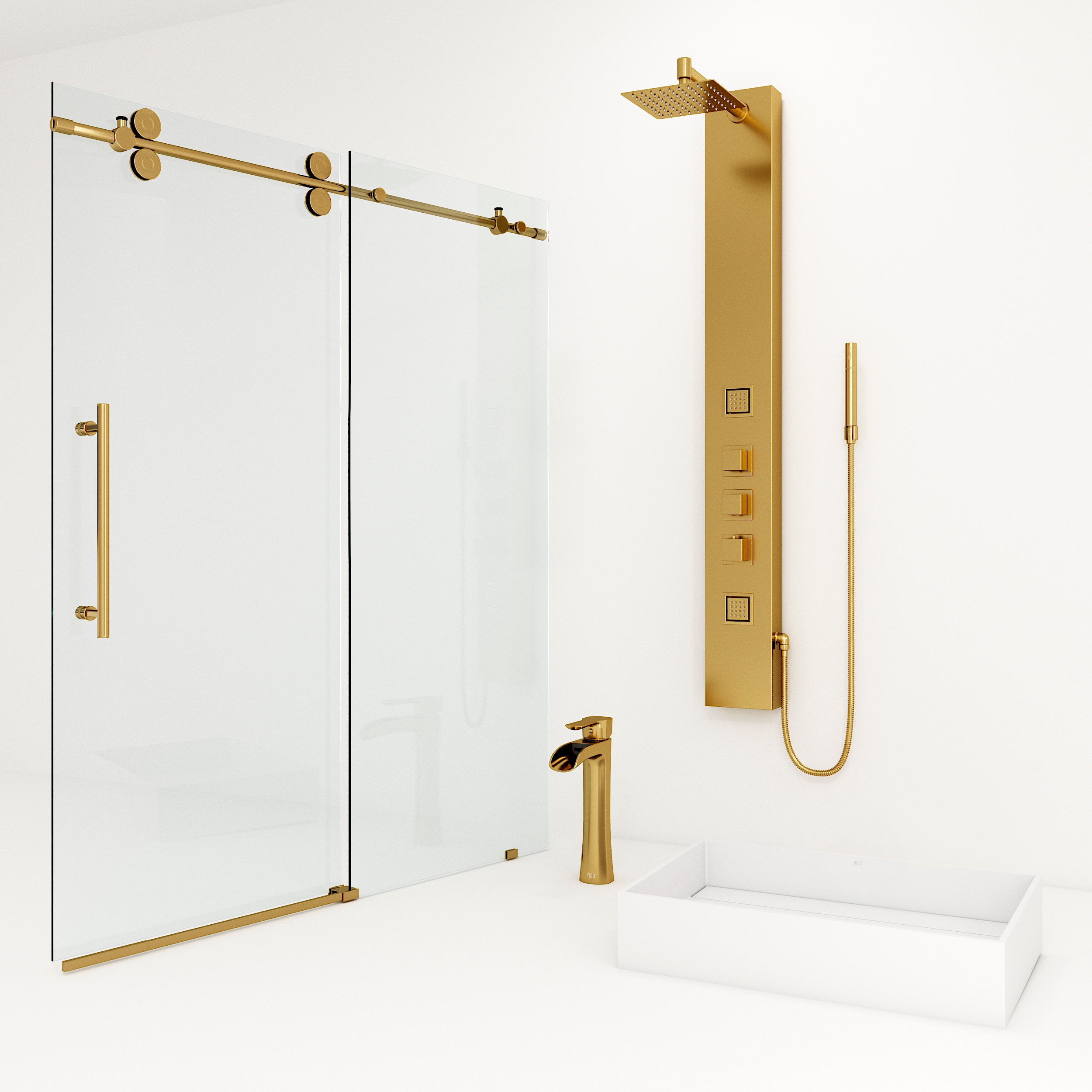 Urban Edge Matte Brushed Gold Bathroom Suite 