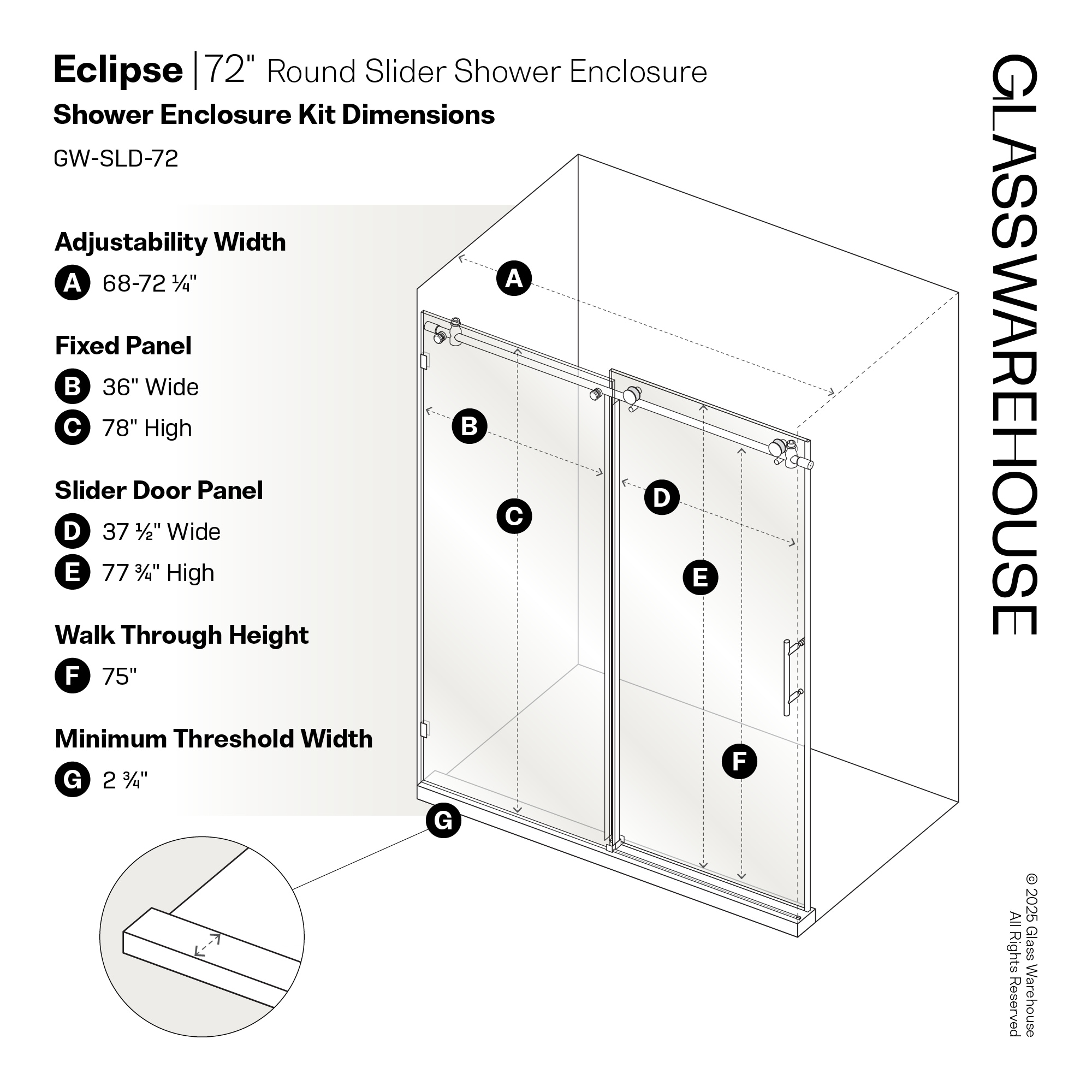 Glass Warehouse GW-SLD-72-MB Shower-Doors - View #9