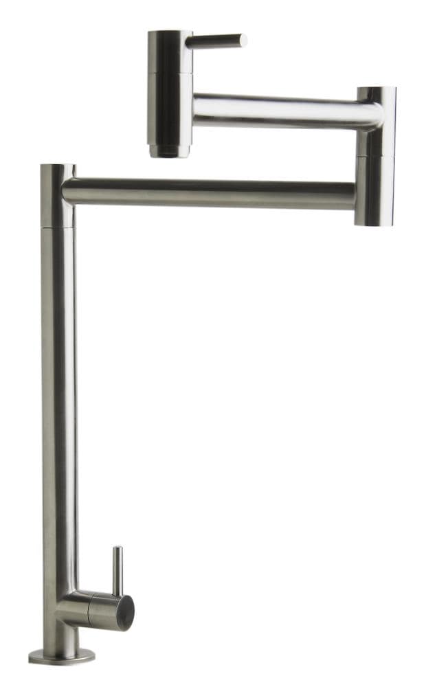ALFI AB5018-BSS Brushed Stainless Steel Double Handle Deck-mount Pot Filler Kitchen Faucet