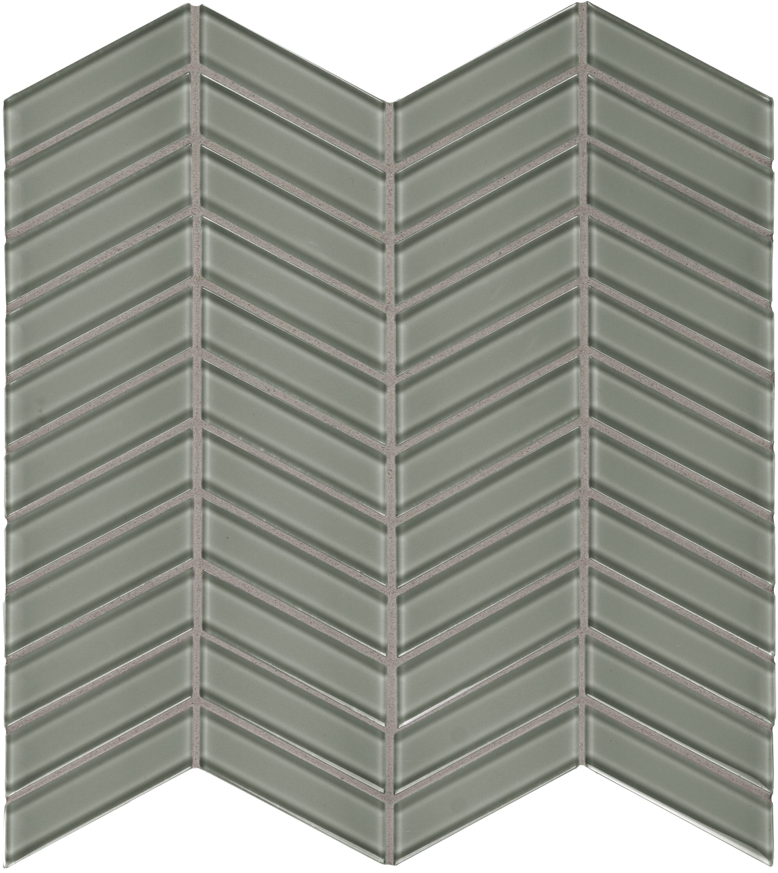 Satori 3001-0092-0 Element Smoke Chevron 12-in x 12-in Glossy Glass Herringbone Mosaic Wall Tile ( 9.56-sq ft Carton )