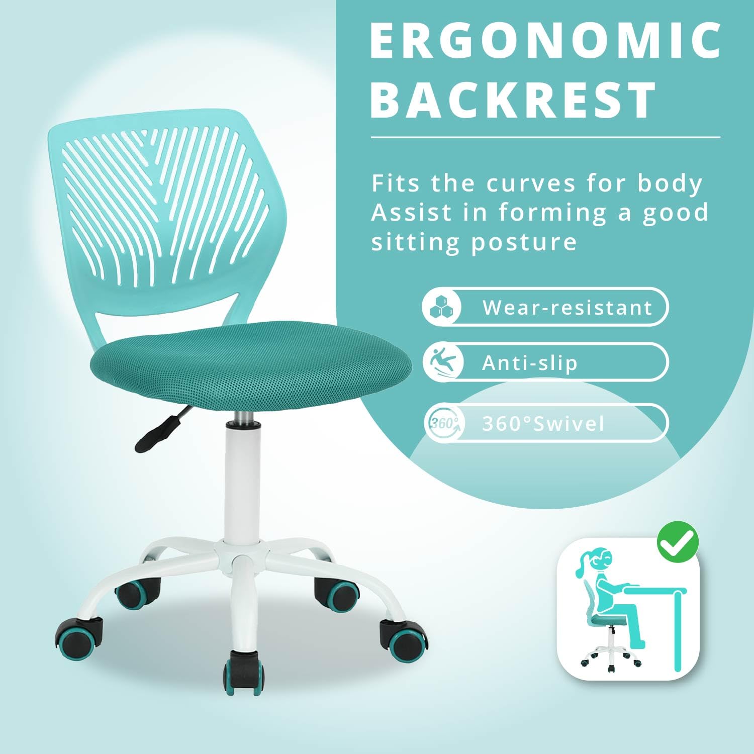 Homy Casa CARNATION TURQ VNEW Office-Chairs - View #5