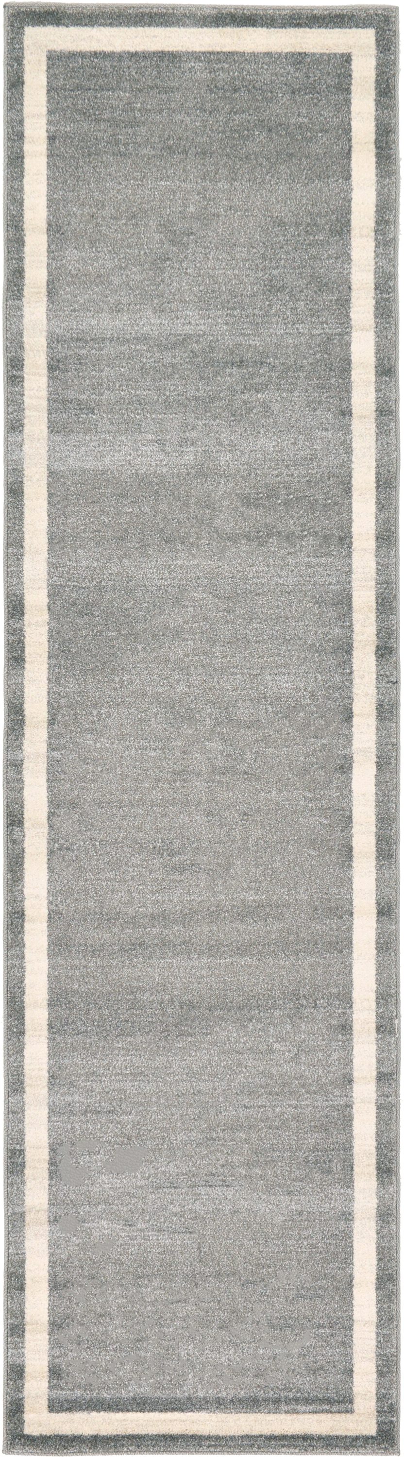 Unique Loom 3127342 Maria Del Mar 3 x 10 (ft) Loomed Polypropylene Gray/Ivory Rectangular Indoor Border Industrial Runner rug