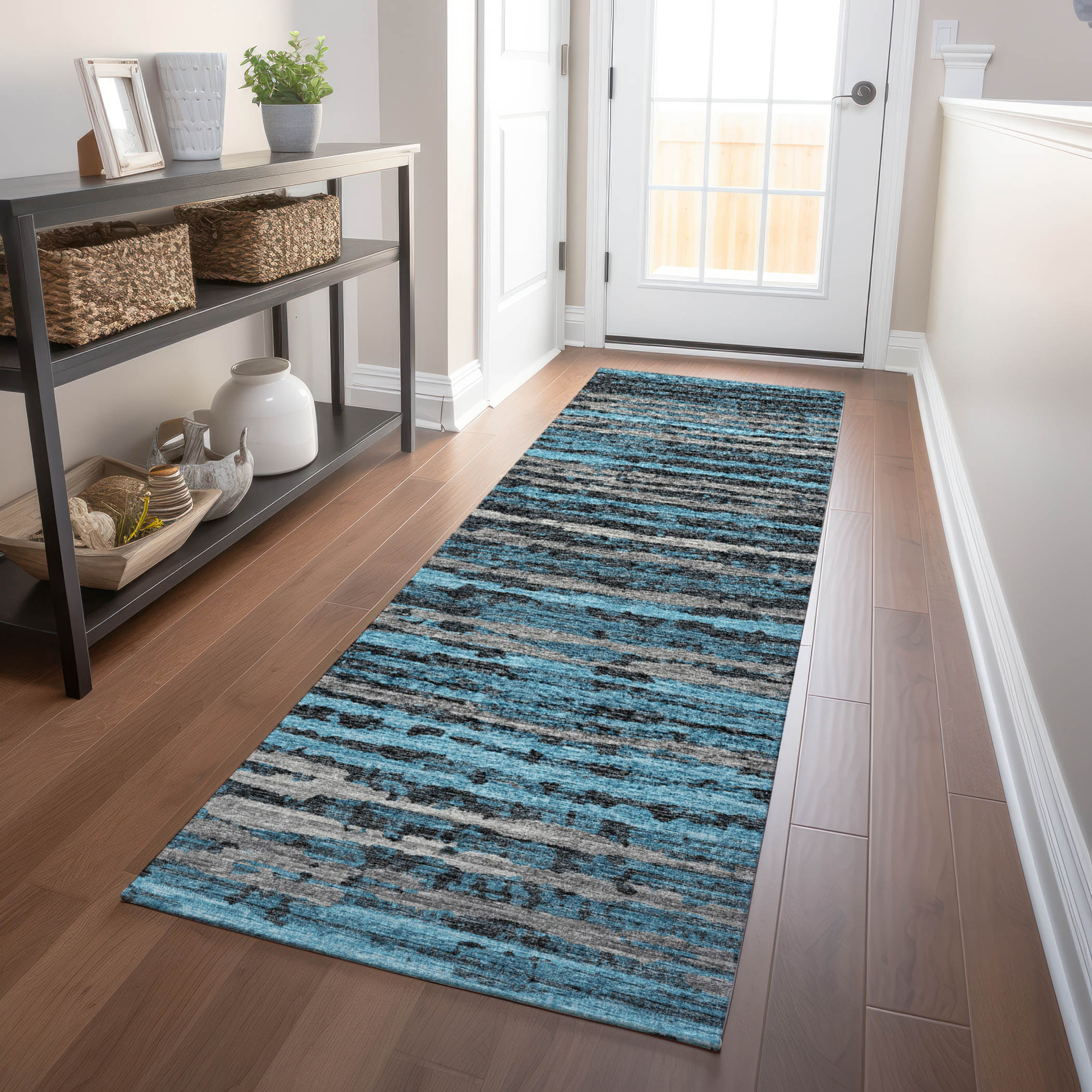 Addison Rugs AMF75PE2X8 Mayfield AMF75PE 2 x 7 (ft) Loomed Polyester Peacock Rectangular Indoor Abstract Machine washable Runner rug