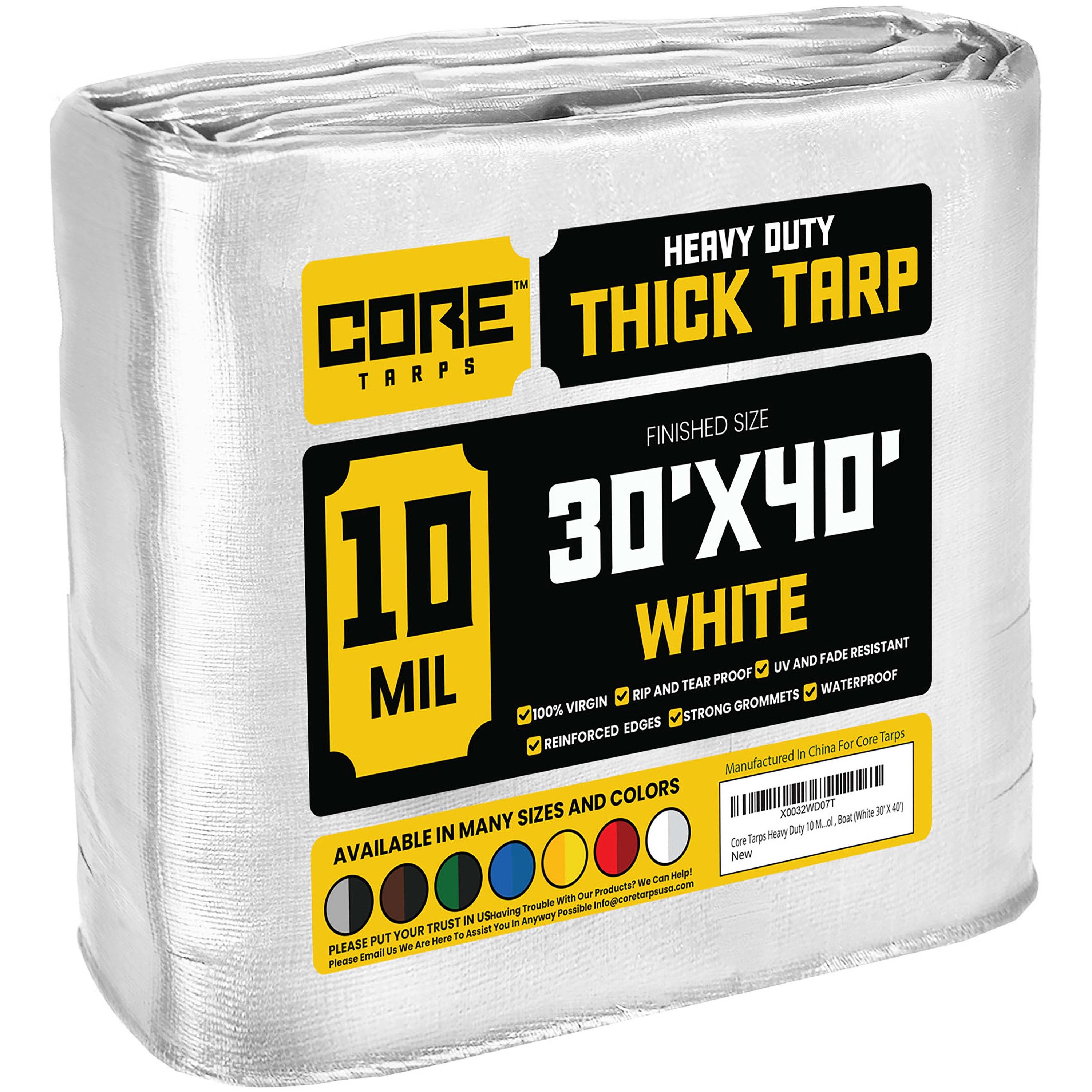 Core Tarps 30-ft x 40-ft White Waterproof Commercial Polyethylene 10 ...