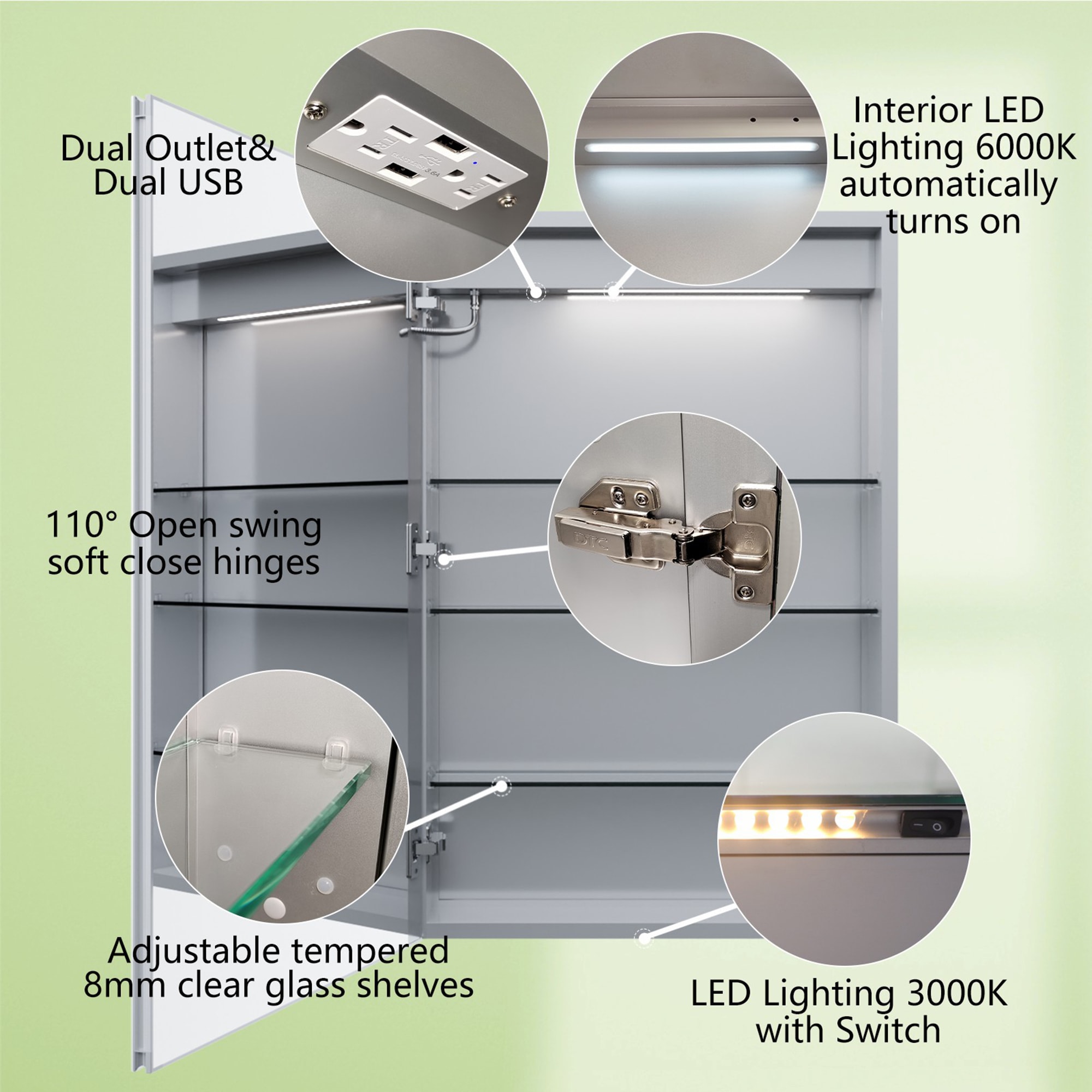 ExBrite 24-in x 36-in Lighted LED Fog Free Surface/Recessed Mount ...