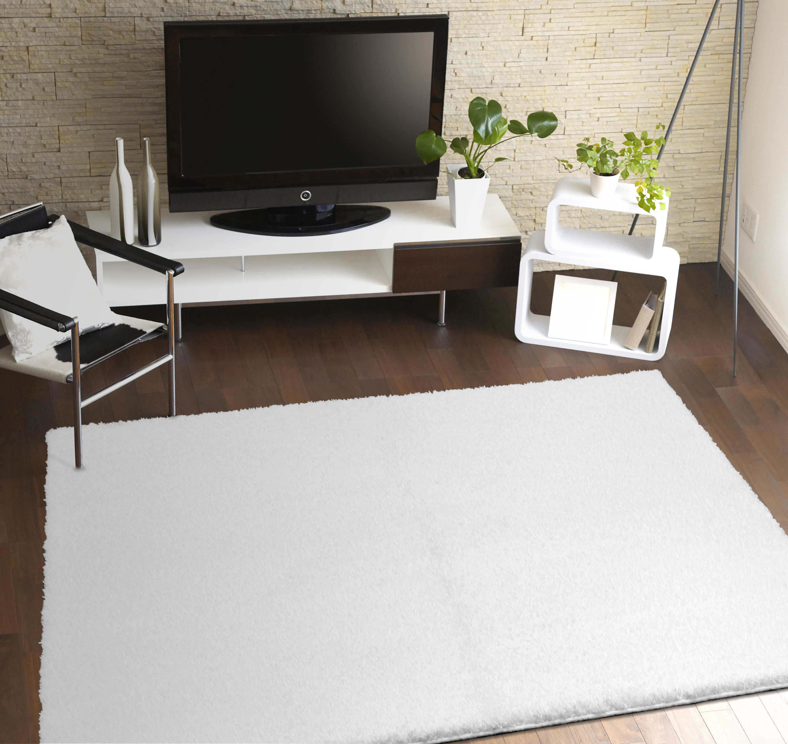 Garland Rug SKSH0N10814421 Skyline Shag 9 x 12 (ft) Tufted Polypropylene White Rectangular Indoor Solid Farmhouse/Cottage Area rug