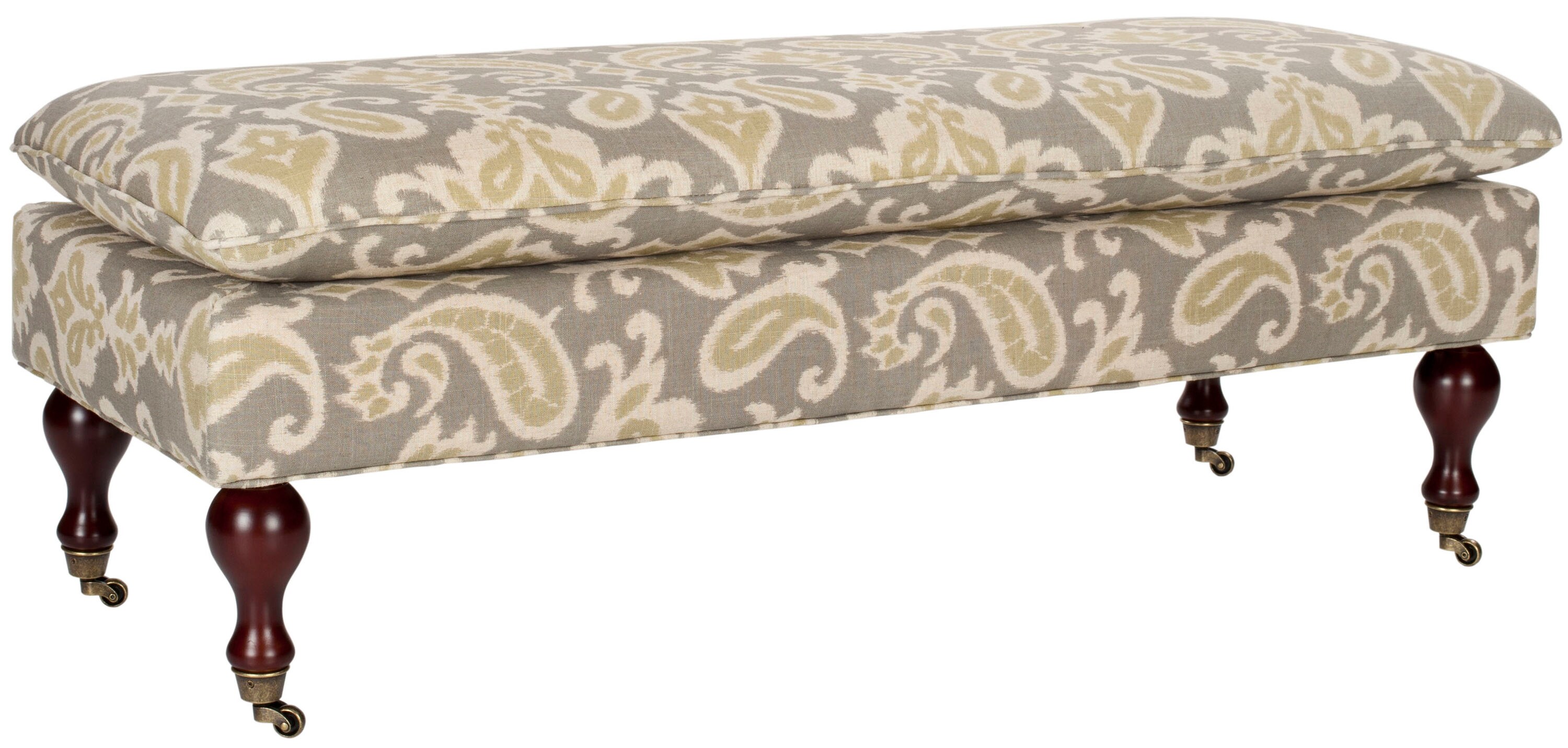 Hampton 52" Gray Linen and Cotton Pillowtop Bench