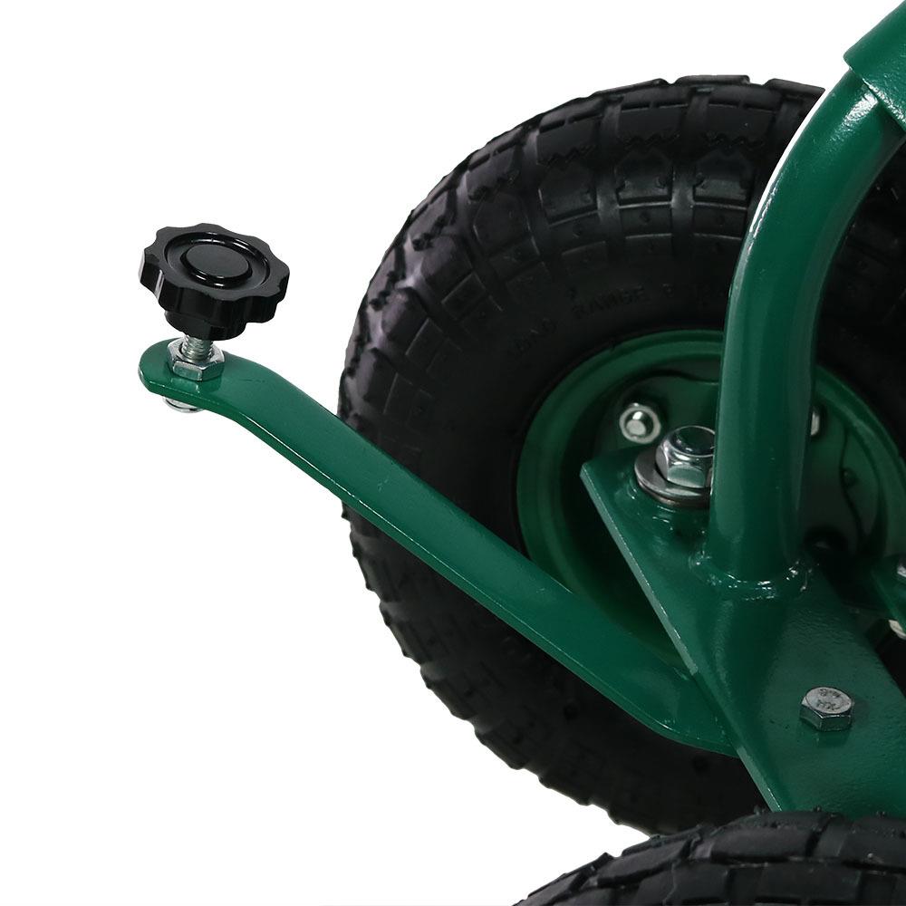 Sunnydaze Decor 3.36-cu ft Steel Yard Cart, Green, Pneumatic Tires