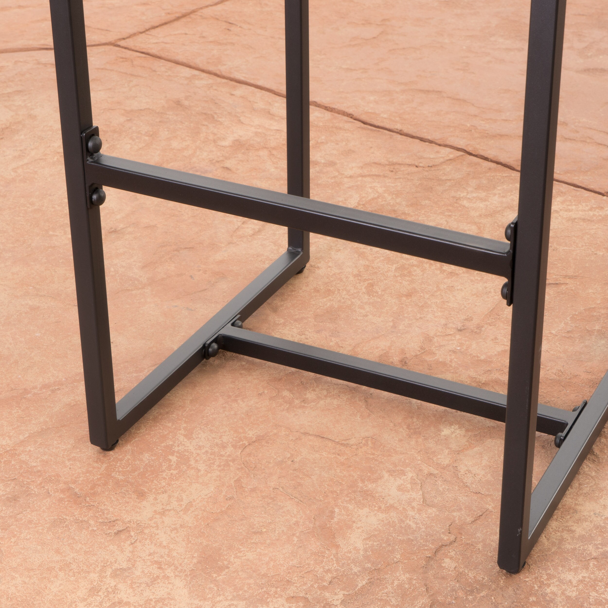Gray Wicker and Iron Outdoor Barstools Set of 2