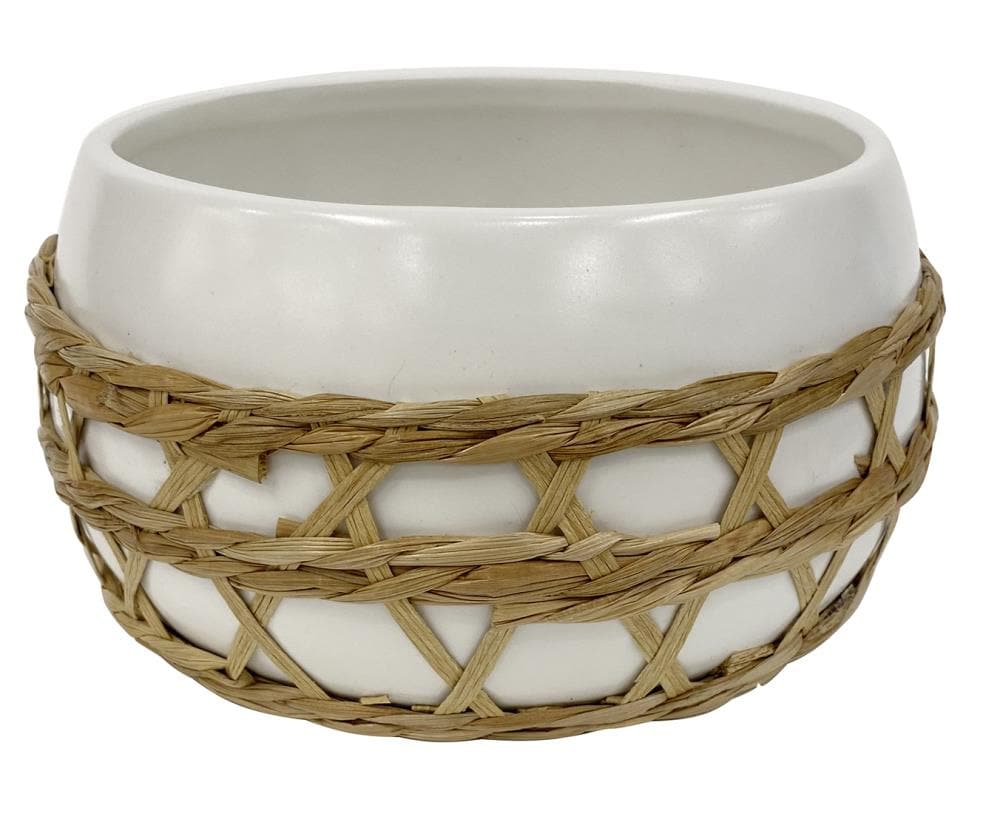 2-Pack White Ceramic Art Deco Decorative Bowl | - allen + roth LW21H073D