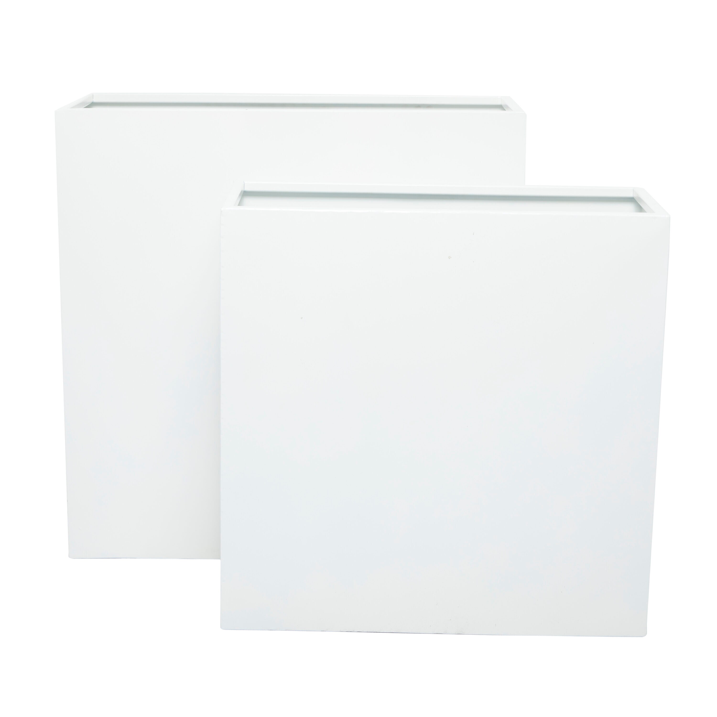Extra Large White Iron Square Modern Planter Set