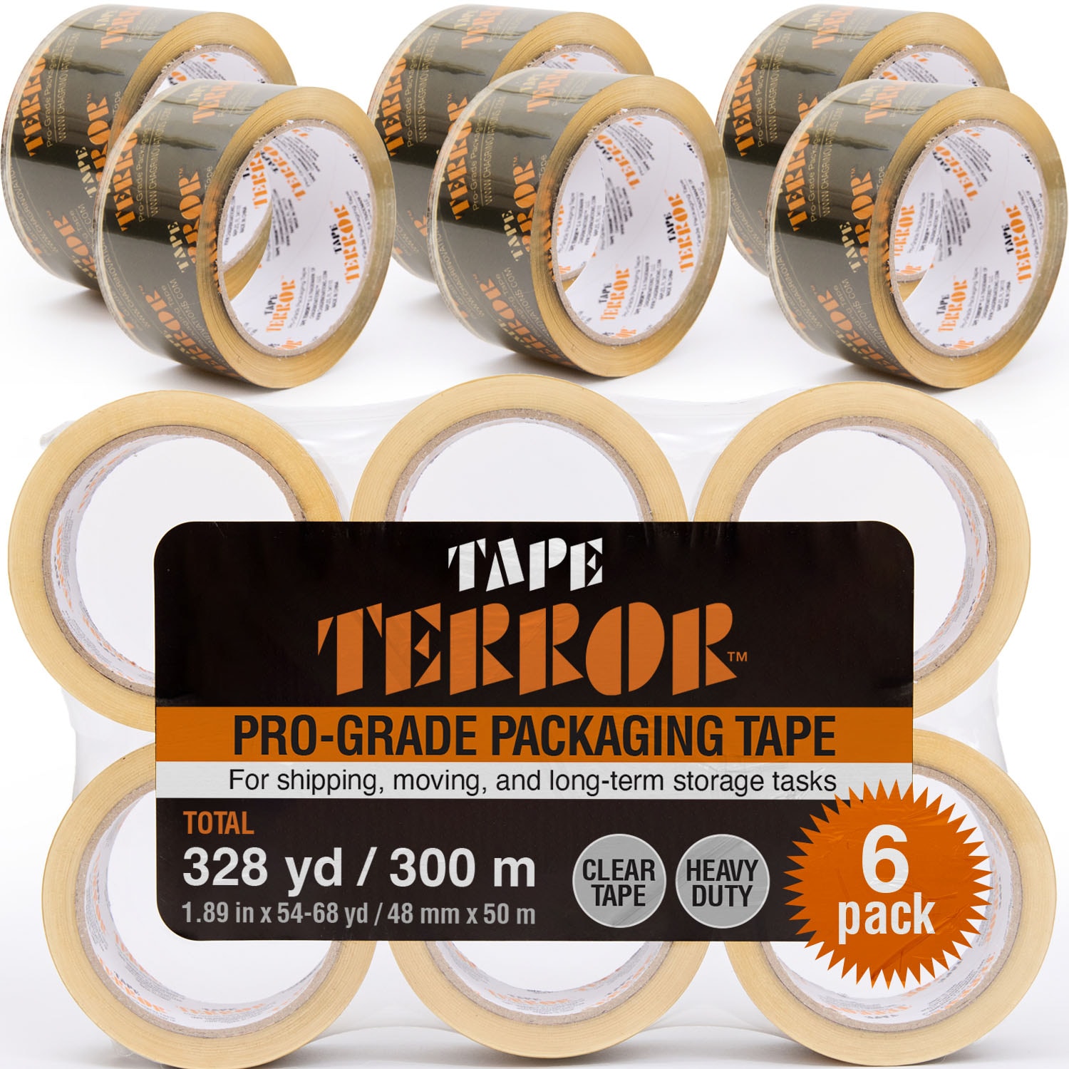 Tape Terror TT05716 6 -Pack 2-Inches x 54.68-Yards Packaging tape