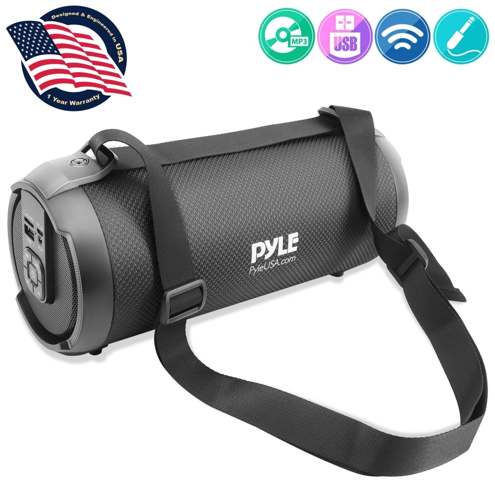  Portable Bluetooth BoomBox Speaker With FM Radio USB  Micro SD Readers Black