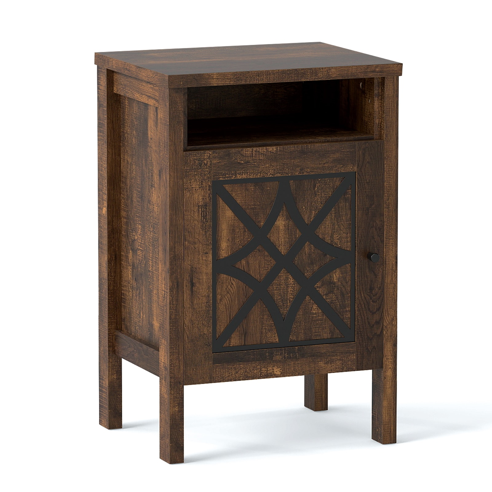 Slickblue Modern Accent 19.5 Inch W x 30 Inch H Engineered Wood Rectangular End Table with Door Storage for Small Spaces Assembly Required in Dark Brown or Dark Gray
