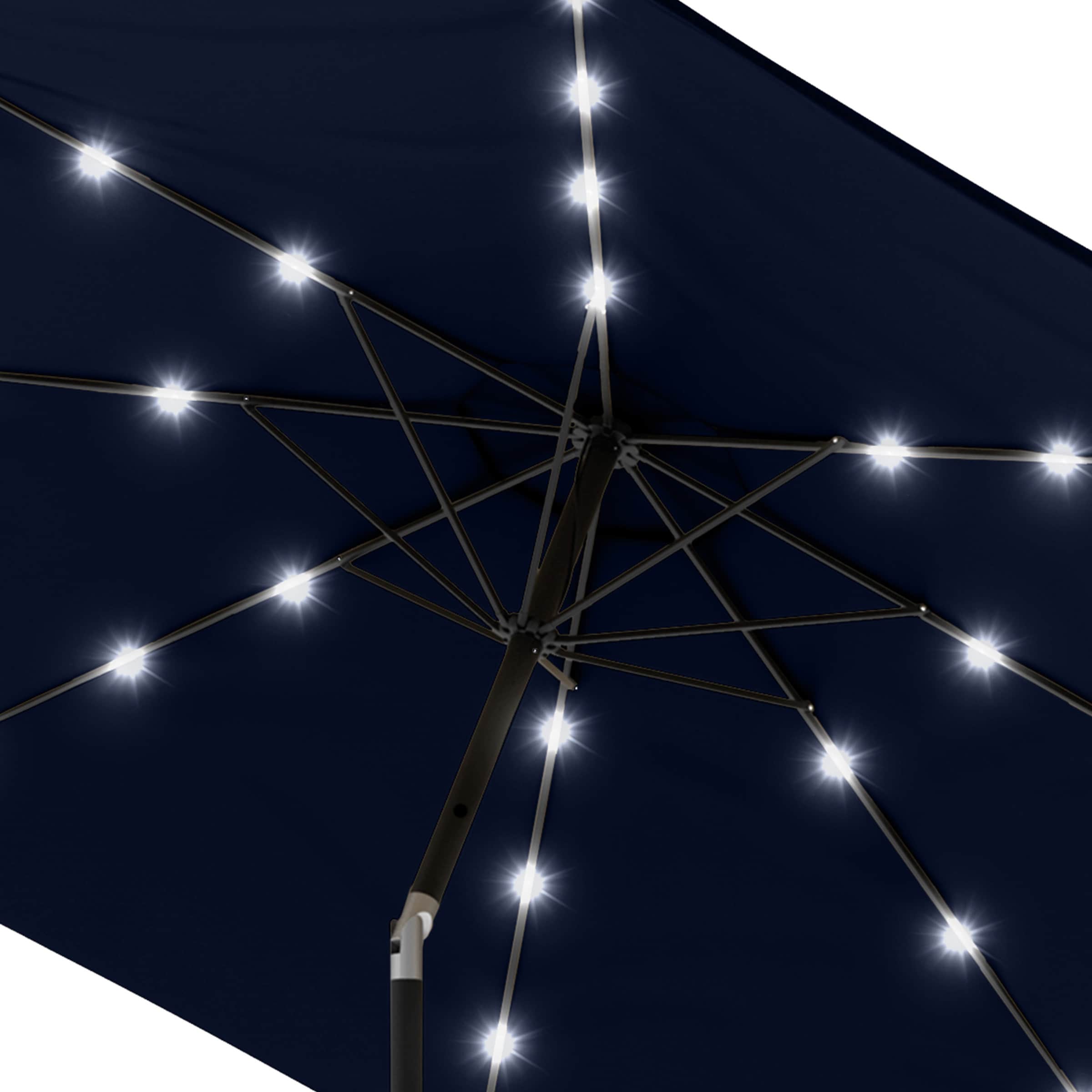 Navy Blue 10-Foot Patio Umbrella with Solar LED Lights
