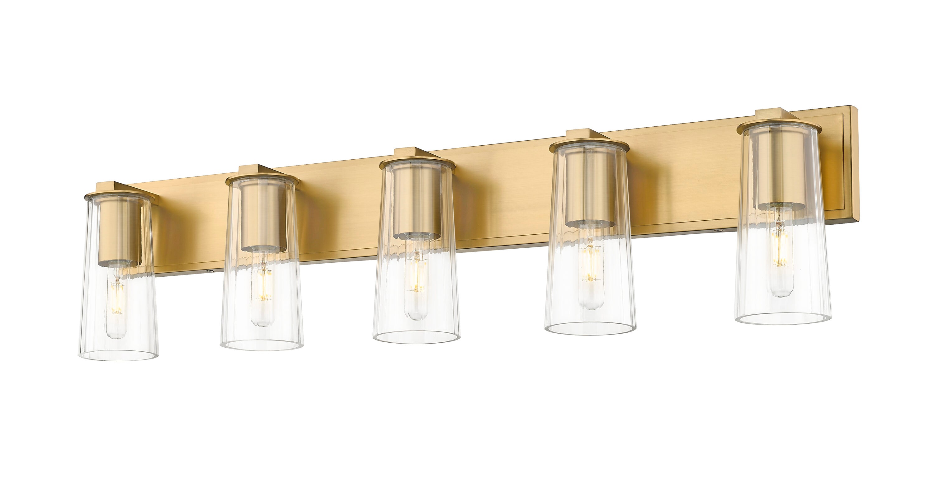 Modern Gold 5-Light Dimmable Cylinder Vanity Fixture