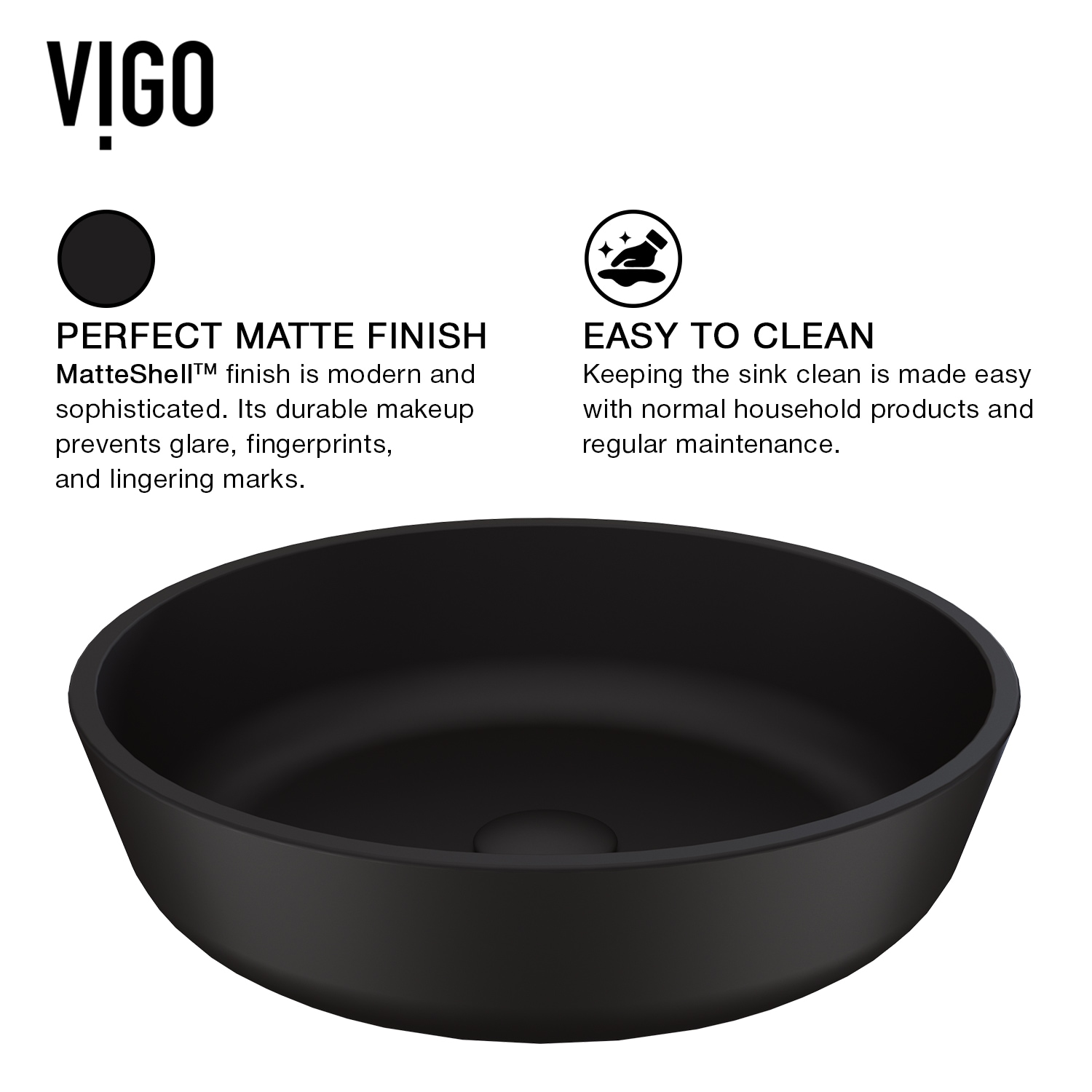 Modus Matte Black Glass Round Vessel Bathroom Sink