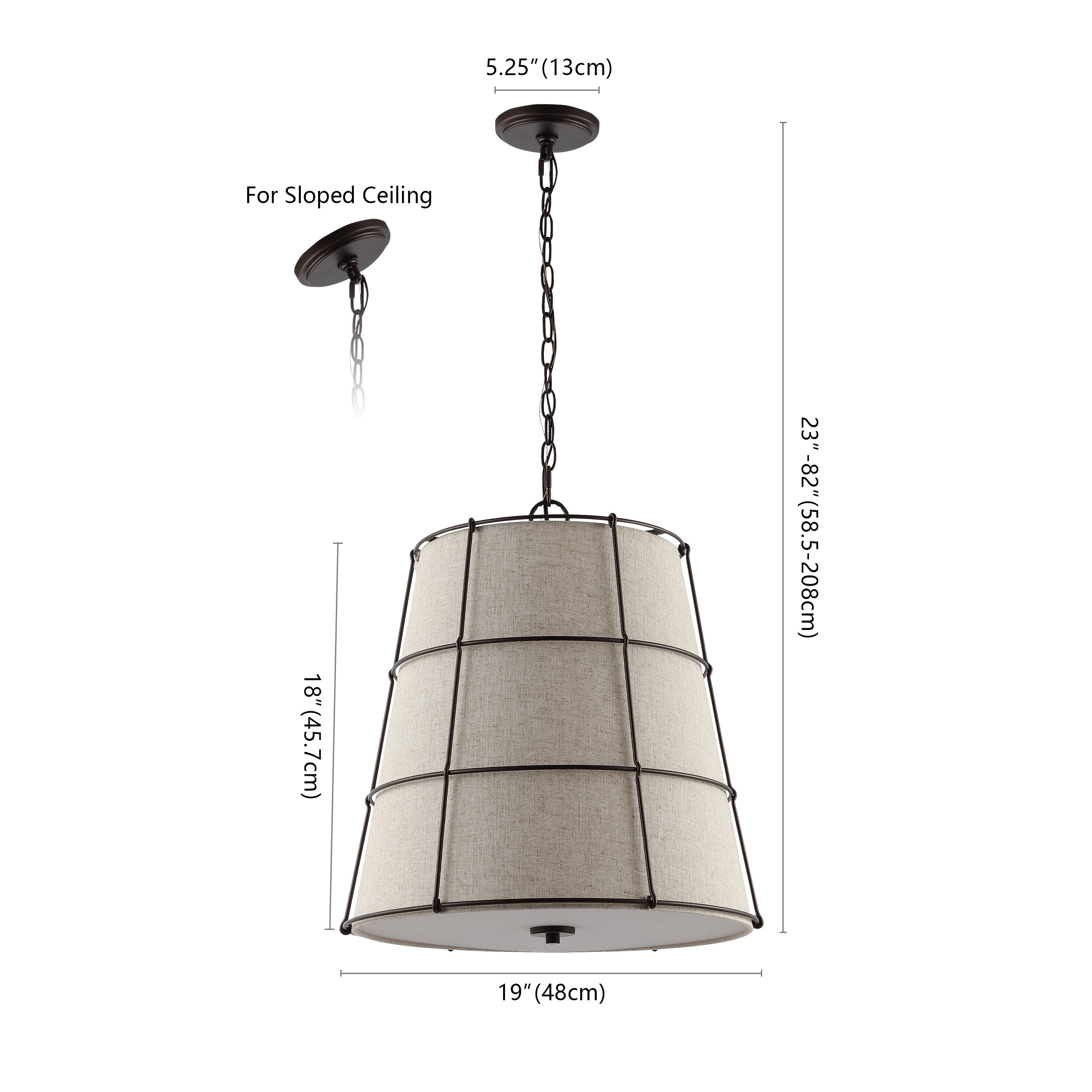 Silas 19" Black and Beige Rustic Farmhouse LED Pendant