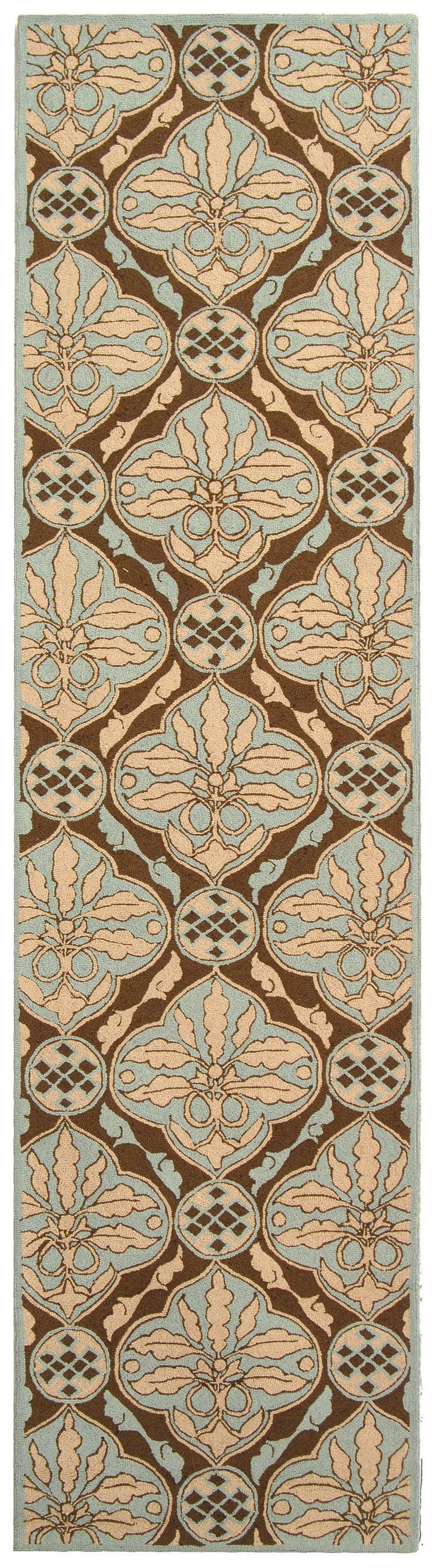 Safavieh HK715A-210 Chelsea Mori 2 x 10 (ft) Hooked Wool Brown/Blue Rectangular Indoor Floral/Botanical Runner rug