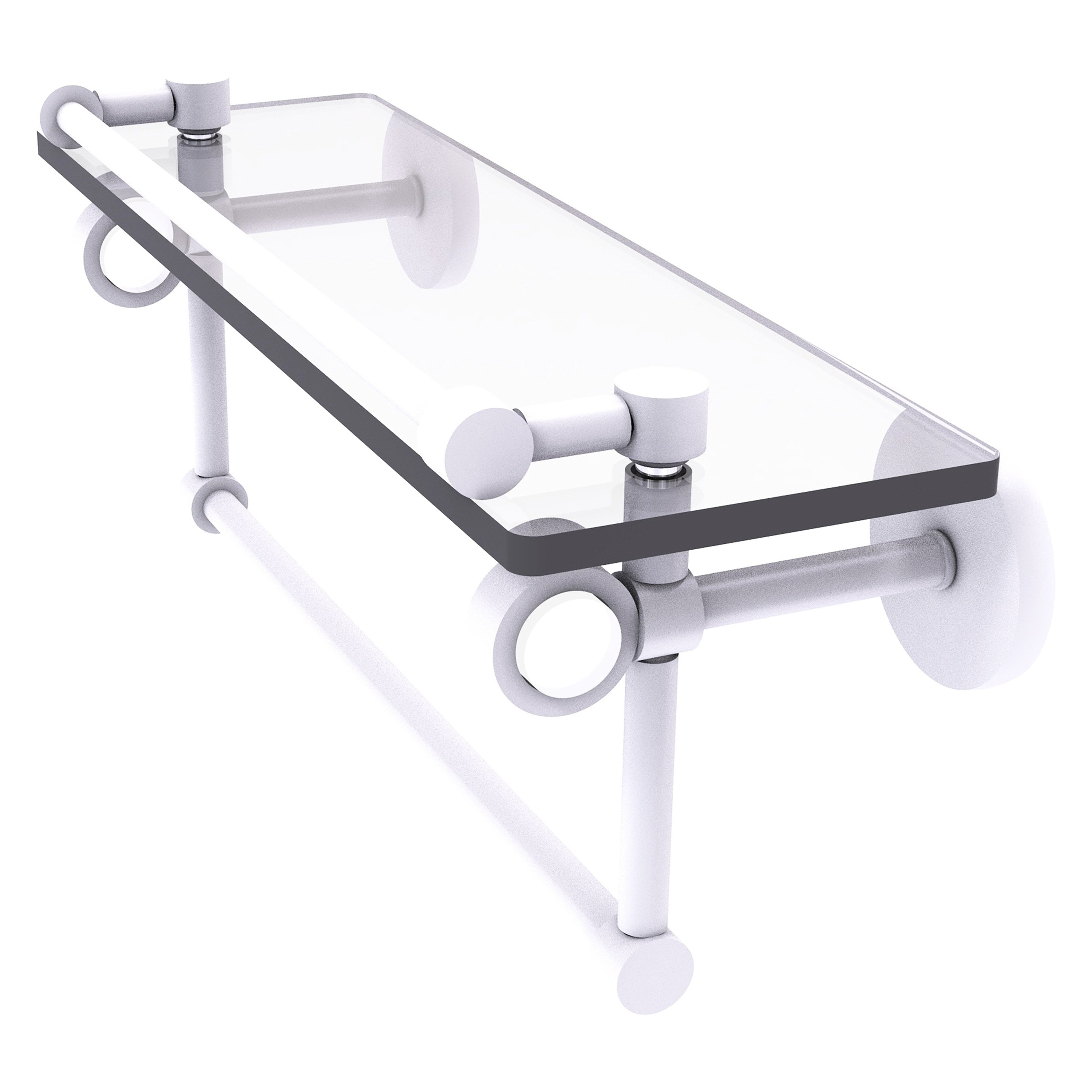 Allied Brass CV-1TB-16-GAL-WHM Clearview Matte White Wall mount Bathroom Shelf ( 16-in x 6.7-in x 5-in )