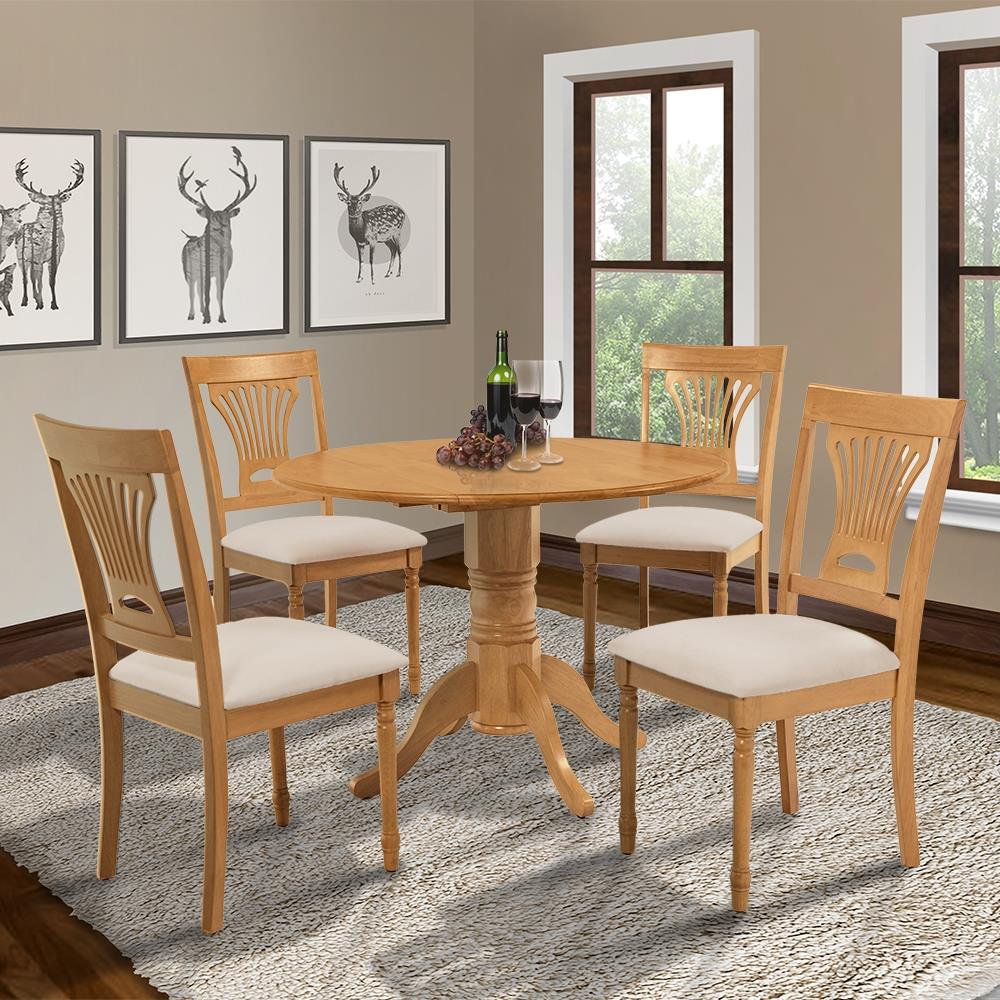 M&D Furniture Burlington Oak Traditional Dining Room Set with Round ...