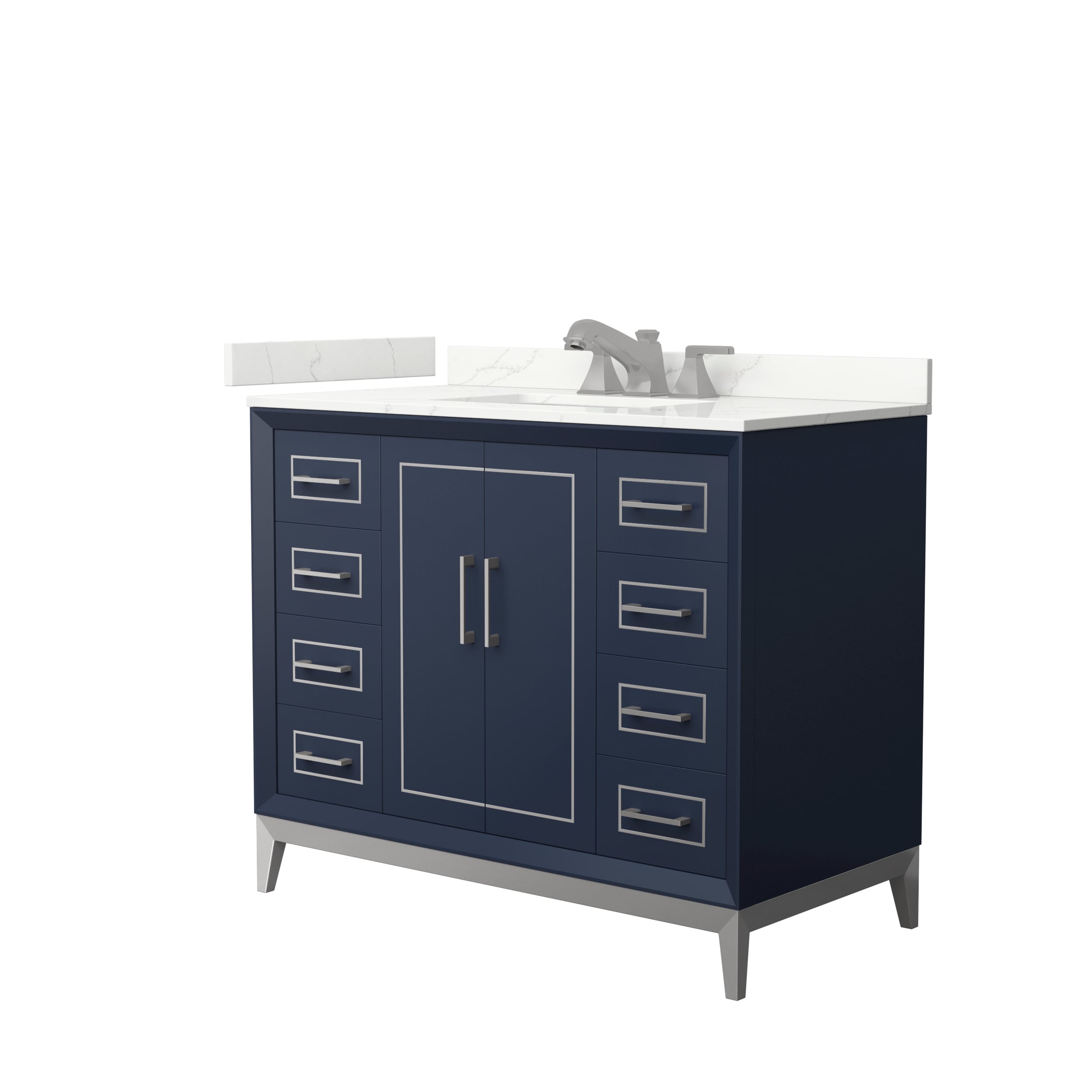 Wyndham Collection WCH515142SBNGTUS3MXX Marlena 42-in Dark Blue Undermount Single Sink Bathroom Vanity with Giotto Quartz Top
