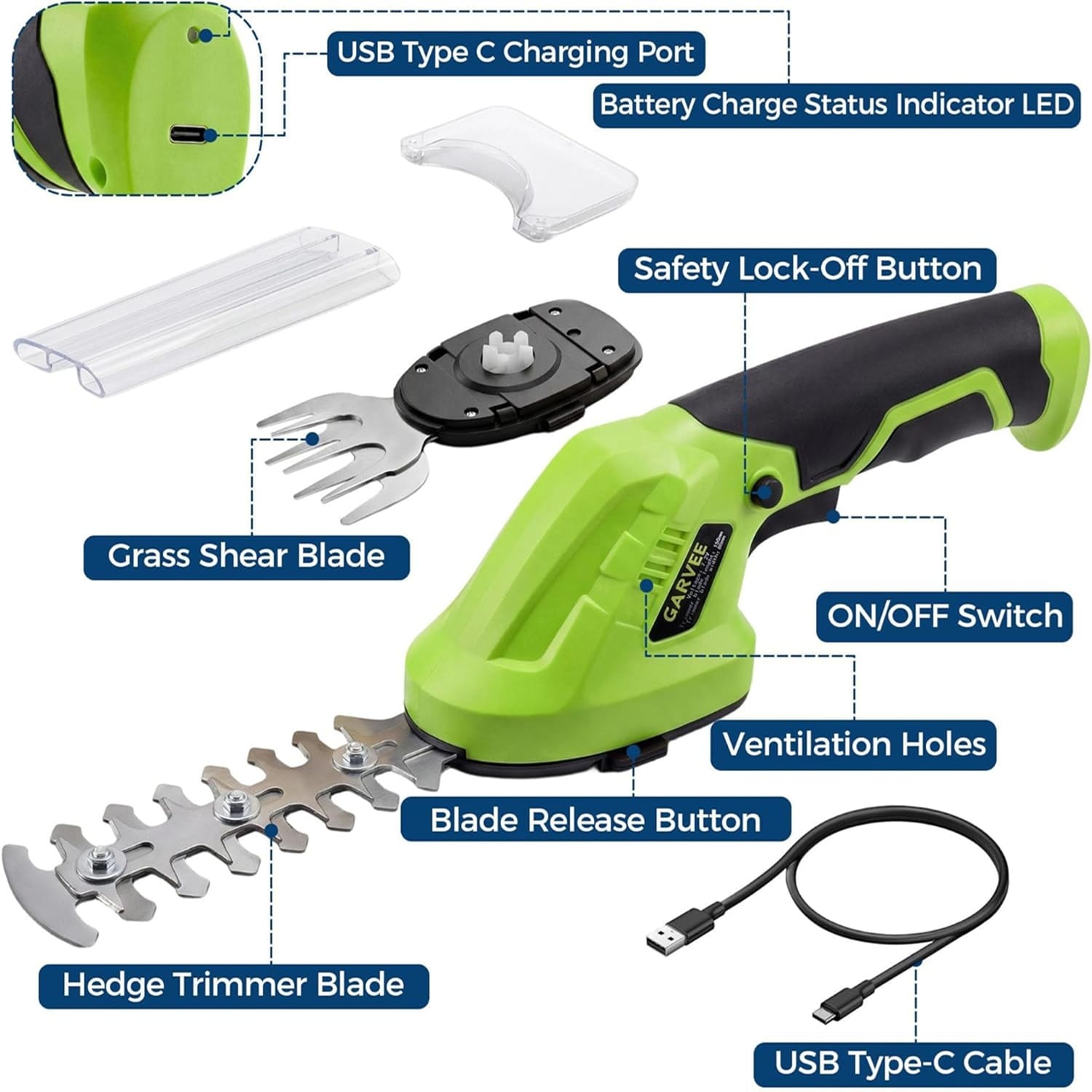 Garvee HQ-K-G3-4FPP-GCMH Cordless-Hedge-Trimmers - View #7