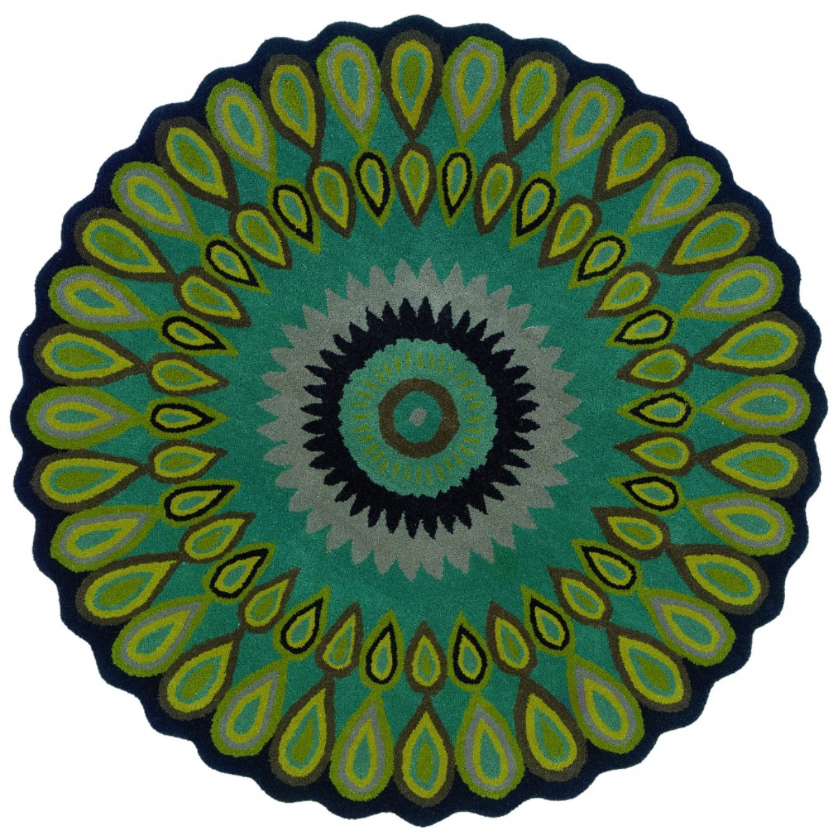 HomeRoots 4000396247 5 x 5 (ft) Wool Green Round Indoor Area rug