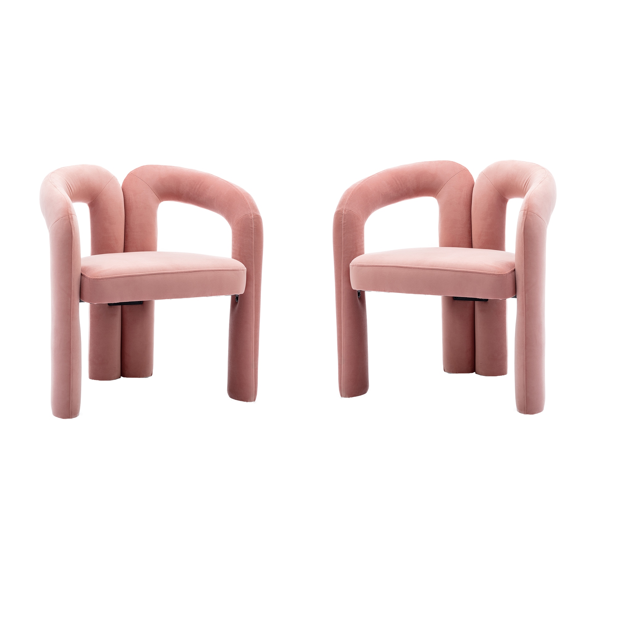 LOVMOR SF-M-W395103725 Contemporary Designed Velvet Fabric Upholstered AccentDining Chair Barrel Side Chairs Kitchen Armchair for Living Room set of 2 Pink Velvet