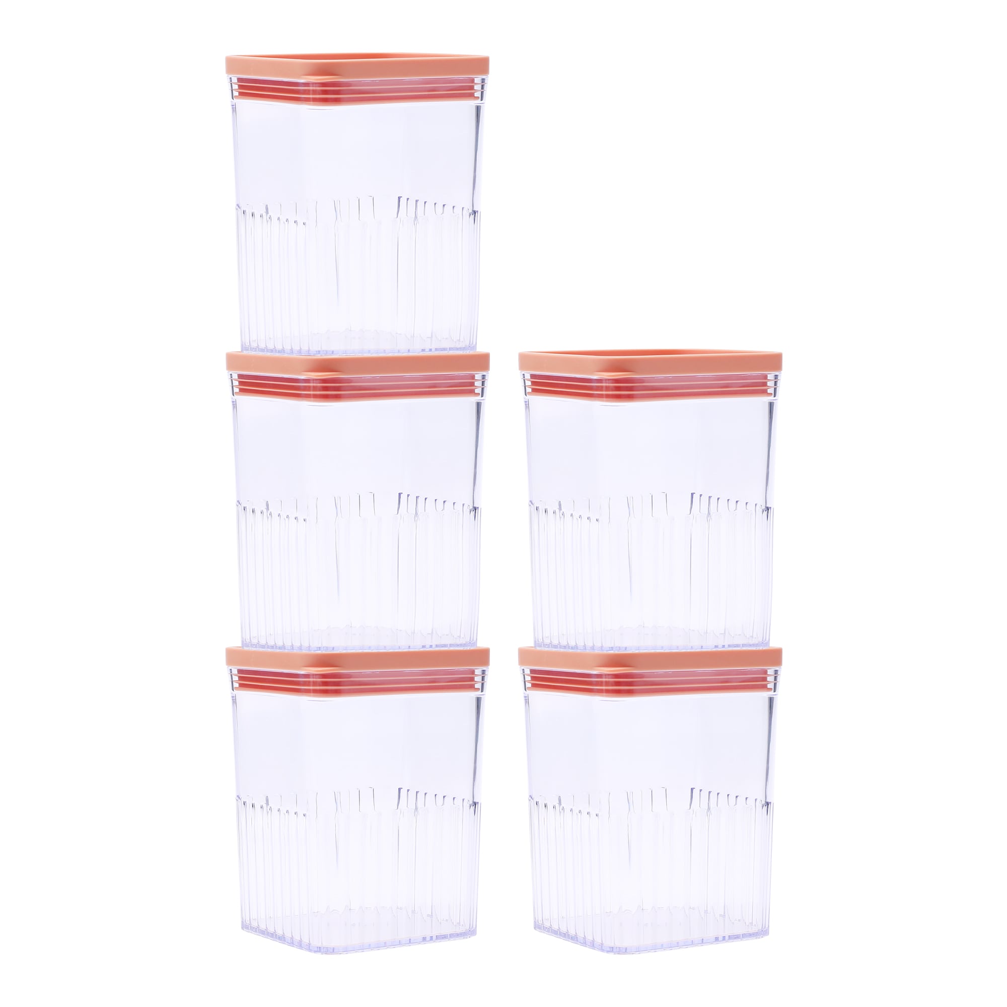 Unique Bargains 5pcs Airtight Food Storage Containers with Lids Pantry Organization and Storage Plastic Leakproof Dry Food Containers for Flour 20 oz Light Orange