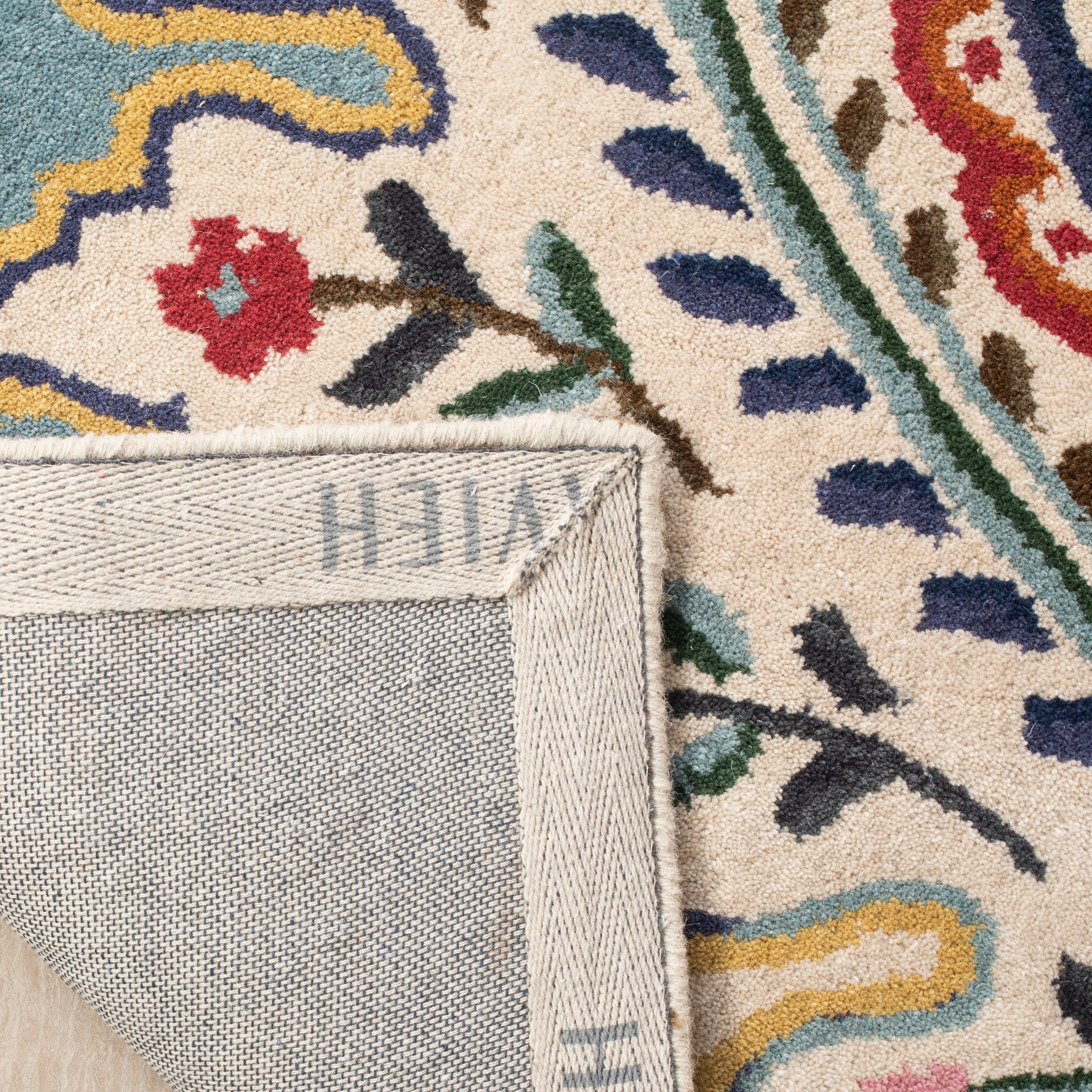 Ivory Multicolor Hand-Tufted Wool 4' x 6' Area Rug